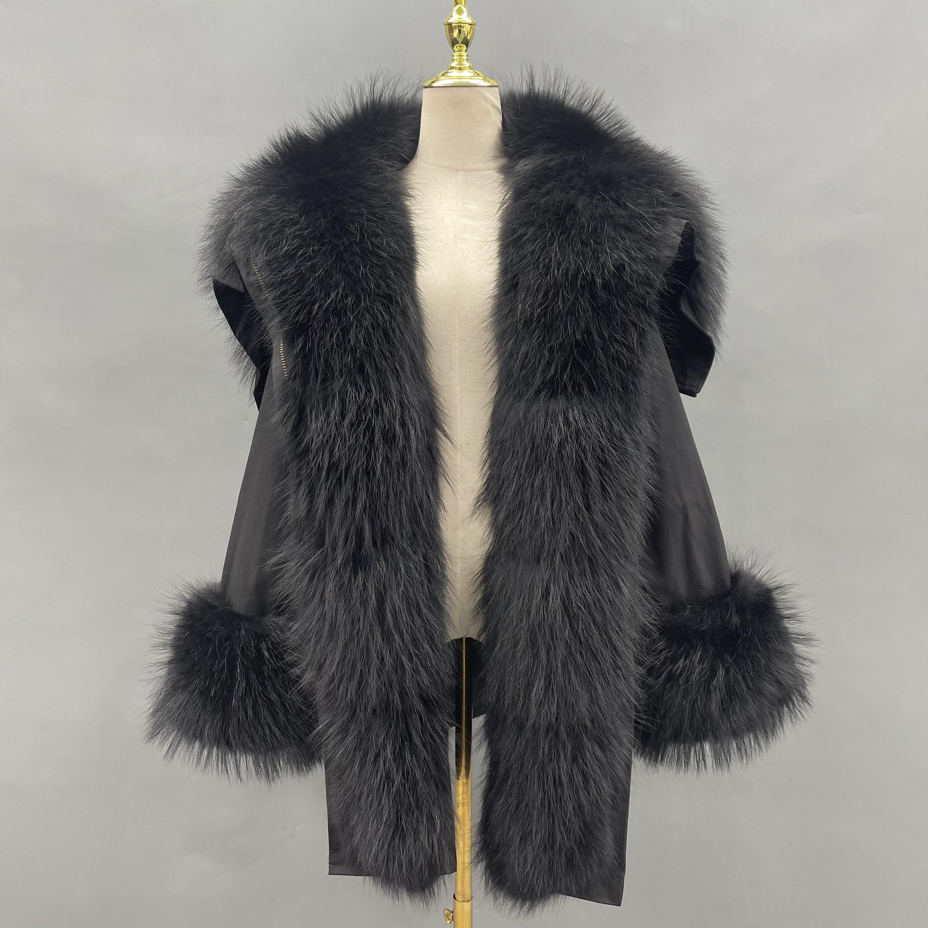 Luxurious Natural Raccoon Fur - Trimmed Parka Coat: Ultimate Winter Warmth and Style - Janefur