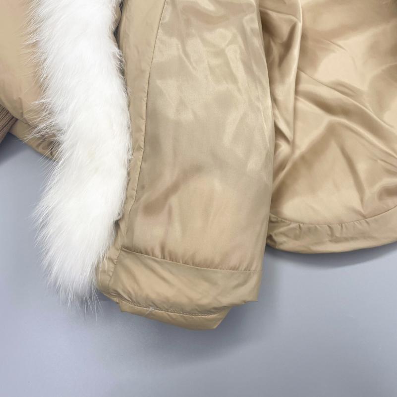 Knit Cuffs with Large Turn-down Collar Down Jacket - Janefur