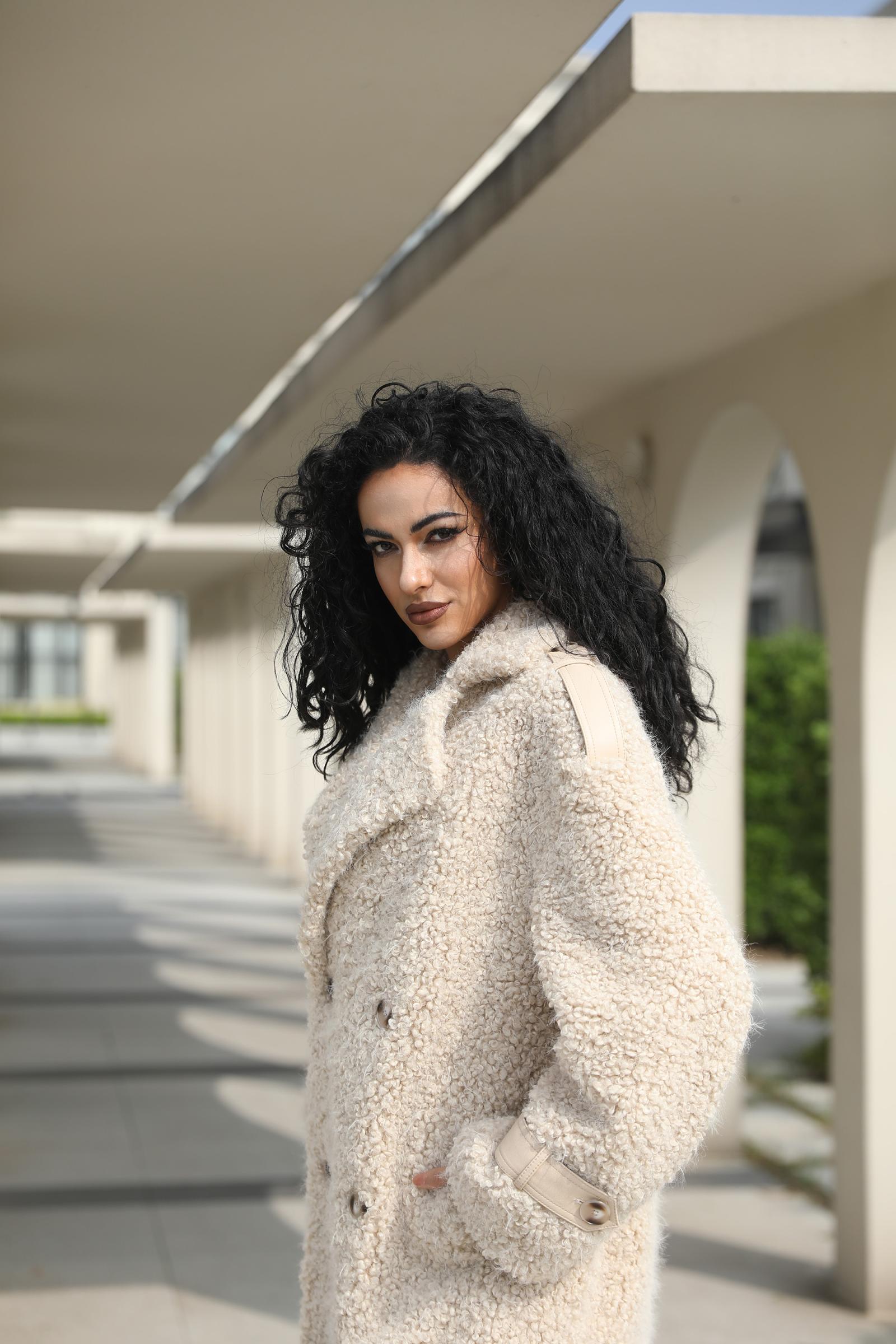 Camel Wool Jacket for Women Classic Casual Suit Collar Long Coat - Janefur