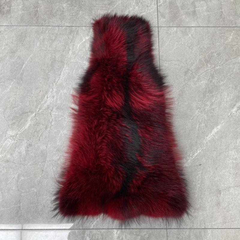 Women's Winter Long Real Raccoon Fur Coat Sleeveless Vest - Janefur