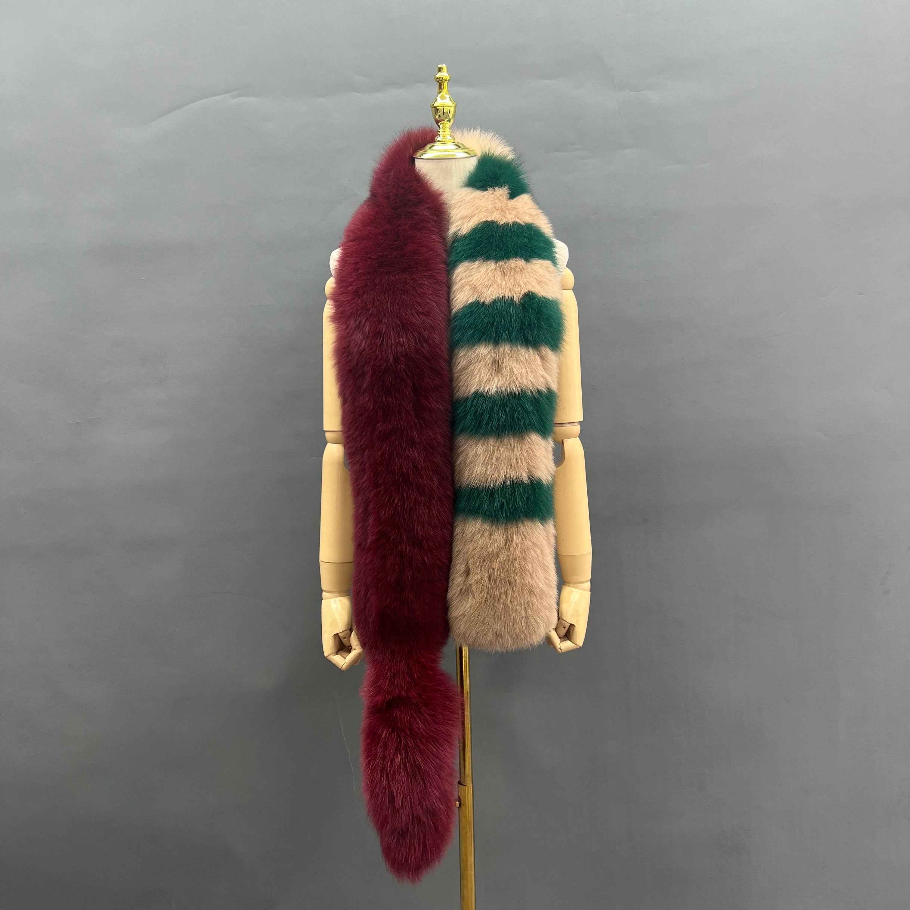 Women's Luxurious Fox Fur Tail Scarf - Unique Winter Fashion Accessory Red F