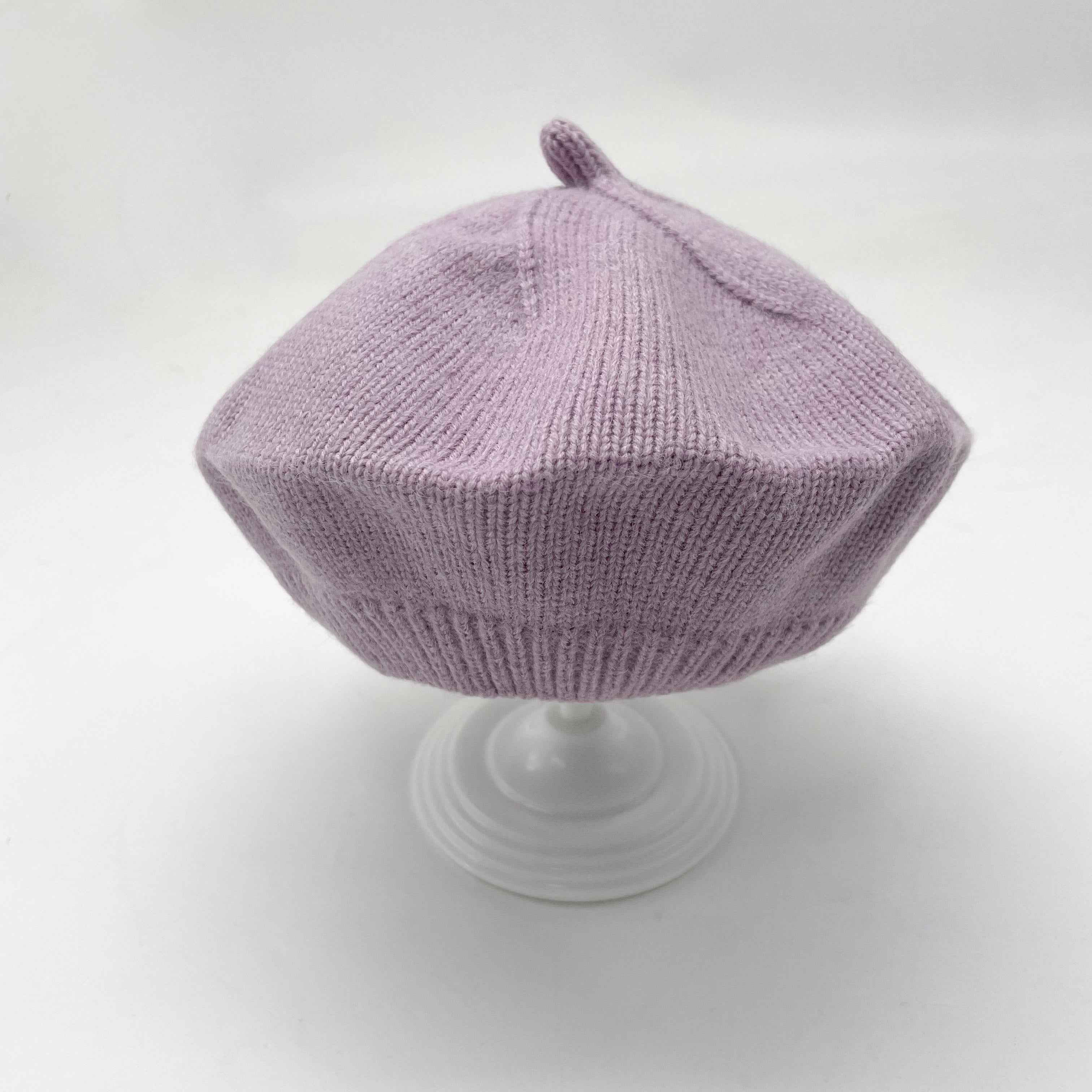 Kids' Knit Beret Hat in Rust Orange – Soft & Warm Winter Cap for Toddlers, Stylish & Cozy 4#Lavender Child
