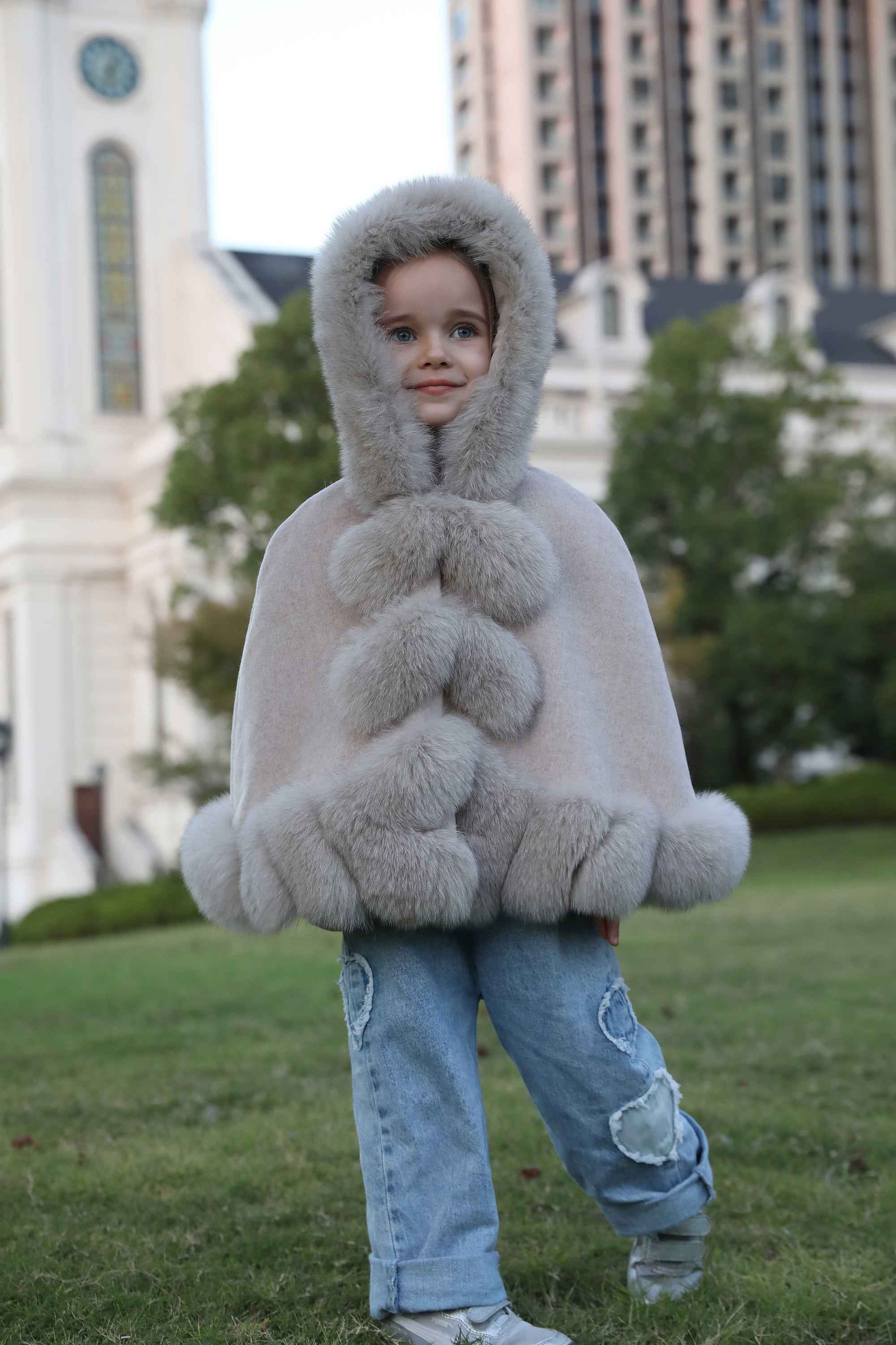 Kid's Fox fur shawl children's fox fur cape
