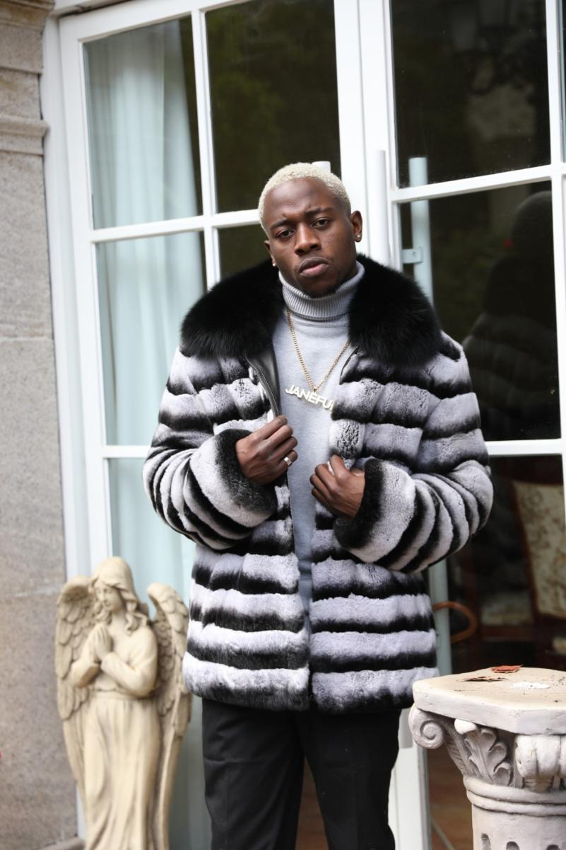 Men's Rabbit Fur Coat Lapel With Zipper Front - Janefur