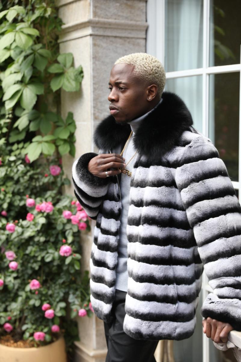 Men's Rabbit Fur Coat Lapel With Zipper Front - Janefur