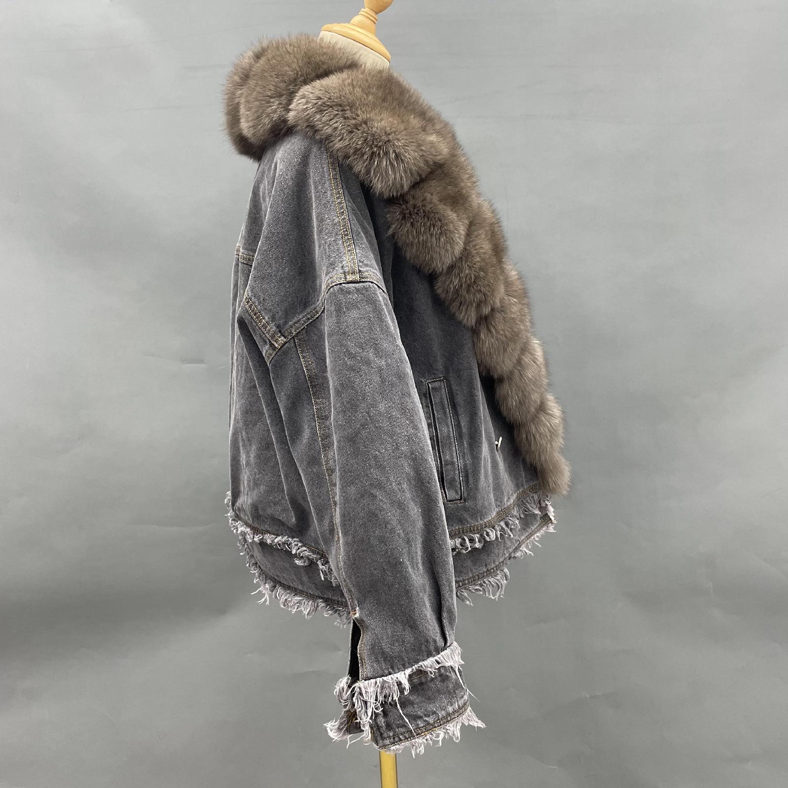Women's Down Jacket With Real Large Fox Fur Collar Luxurious Coat For Winter Fluffy Jacket - Janefur