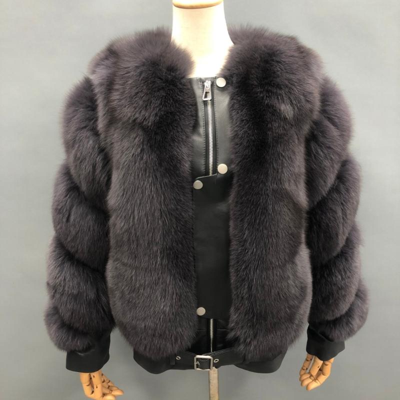 Winter Fox Fur Coat High-Quality Button Decorated Women's Coat - Janefur