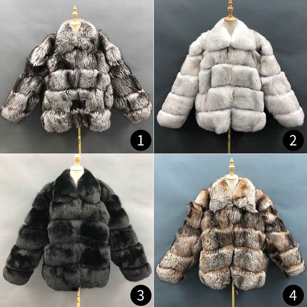 Men's Luxurious 5-Panel Fox Fur Coat with Notched Collar - High-End Winter Outerwear