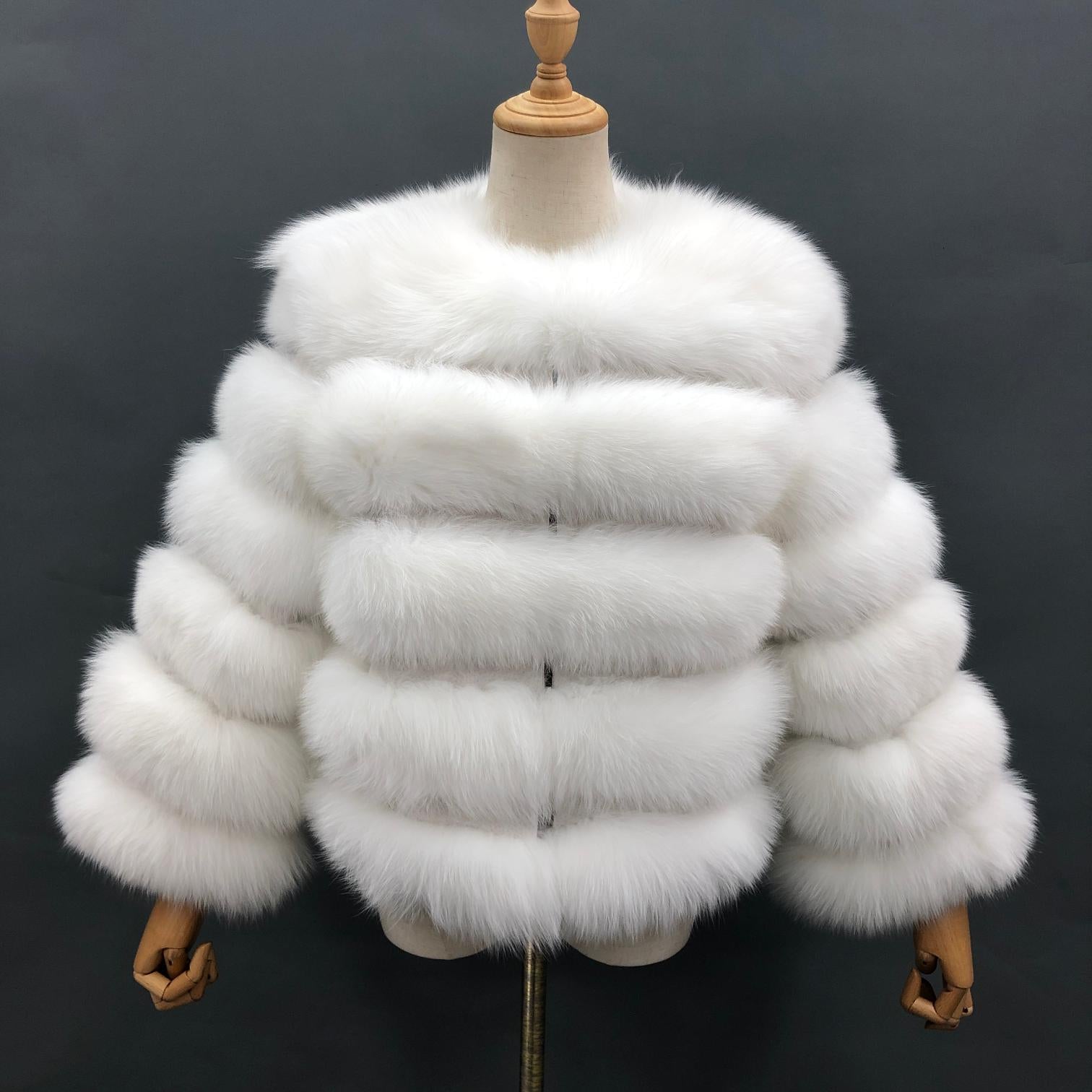 New Winter Warm Short Style Coat Real Fox Fur Women's Jacket - Janefur