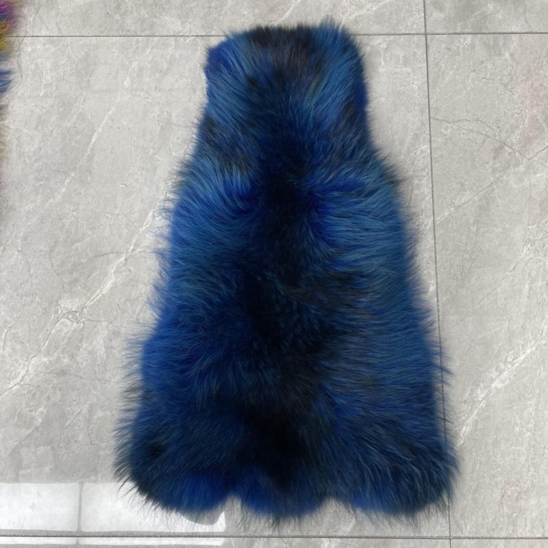 Women's Winter Long Real Raccoon Fur Coat Sleeveless Vest - Janefur