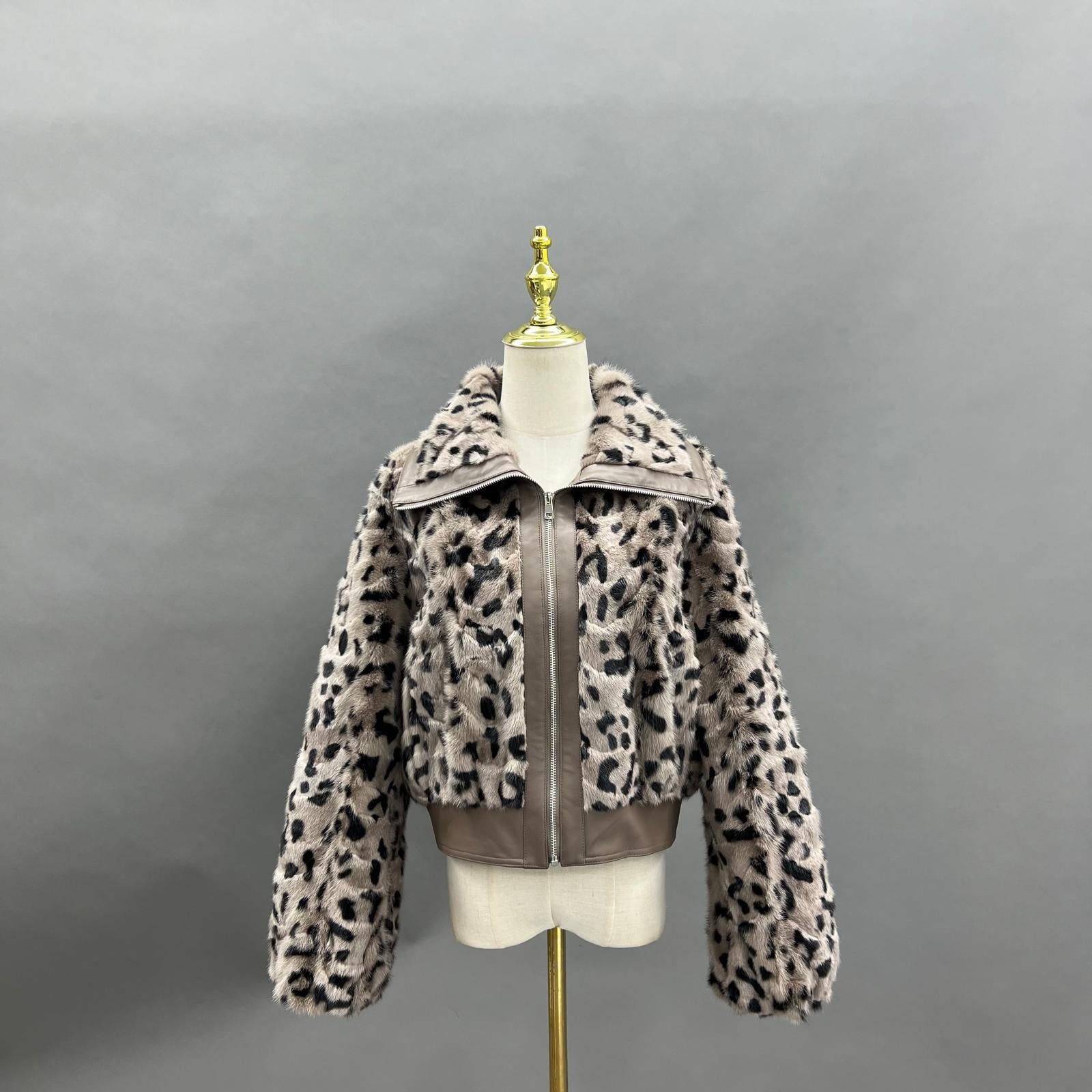 Mink Fur Fashionable Square Collar Short Coat Mink Fur Jacket - Janefur