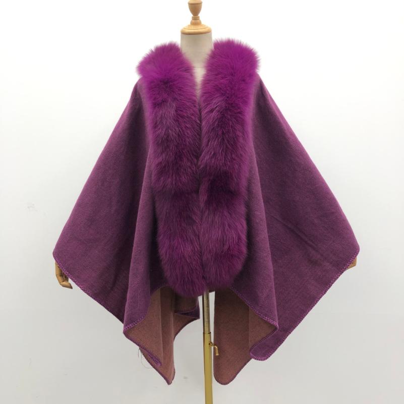 Red Fox Blue Fox Placket Fur Shawl - Janefur