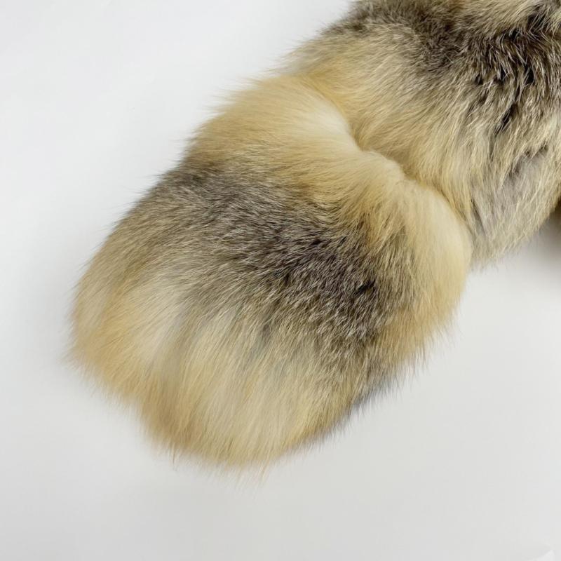 Janefur Women's Short Fox With Large Fur Collar Jacket - Janefur