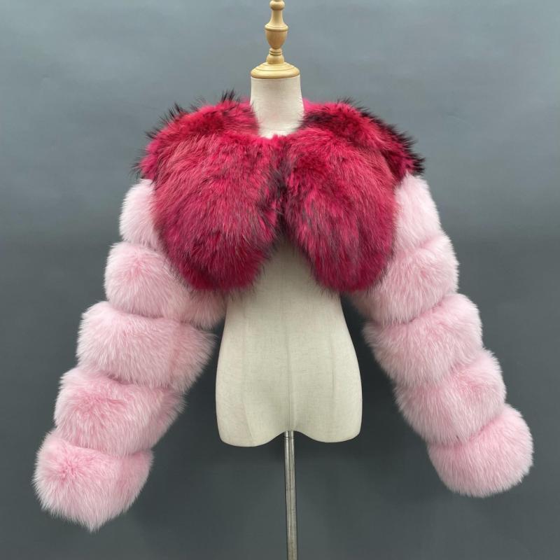 New Design Short Women's Real Fur Vest With Long Sleeves - Janefur