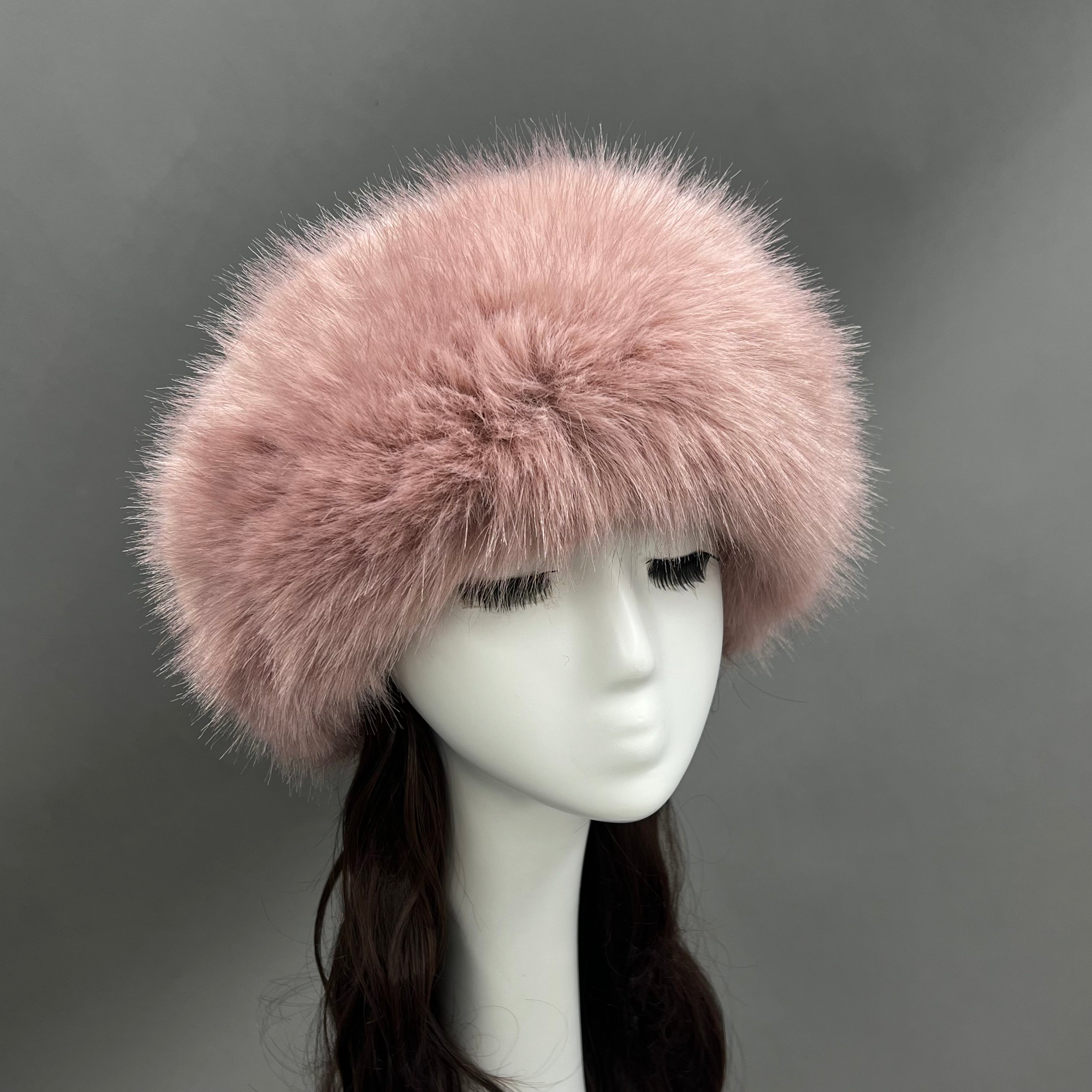 Luxury Burgundy Faux Fur Hat for Women – Warm Winter Headwear, Fashionable Pom Pom Style, Soft & Stylish False Hair Cap 12# F