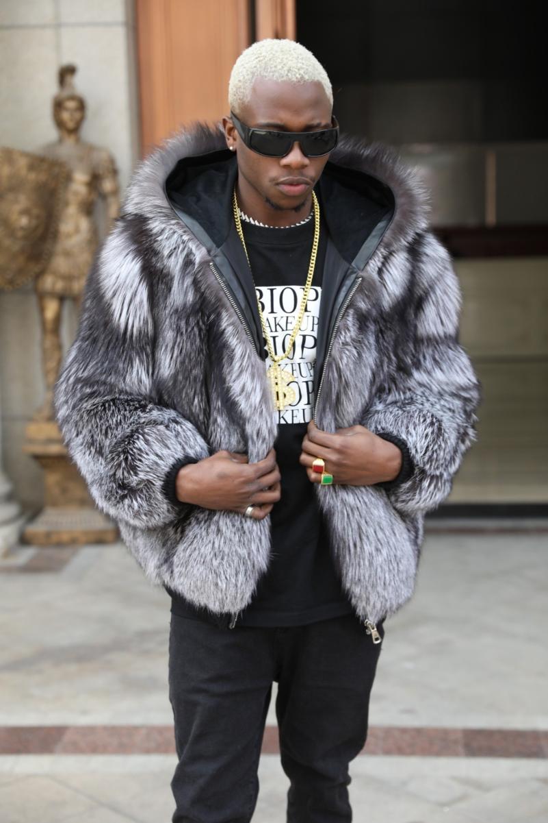 Coat With Ribbed Hem and Cuffs Hooded Made Of Fox Fur - Janefur