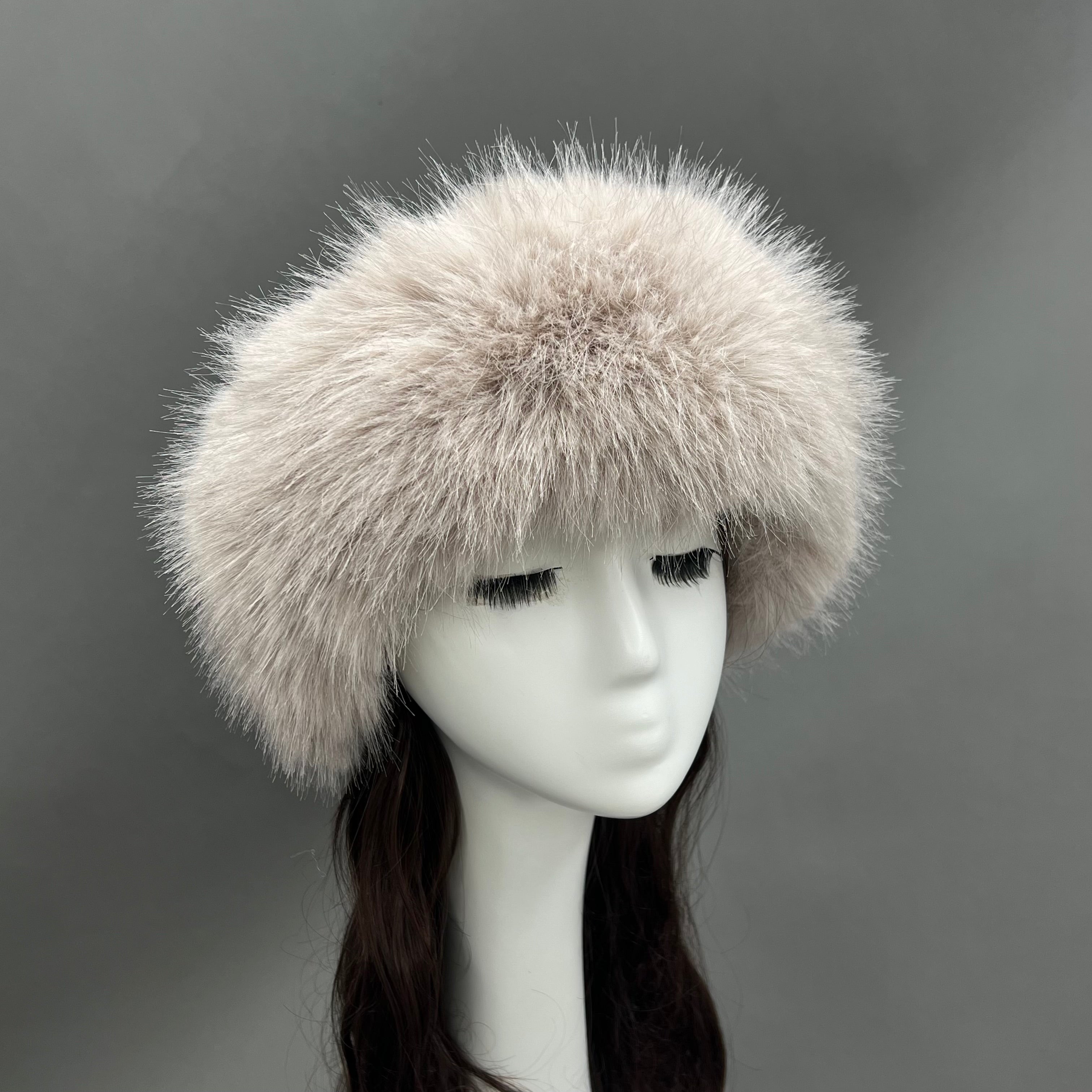 Luxury Burgundy Faux Fur Hat for Women – Warm Winter Headwear, Fashionable Pom Pom Style, Soft & Stylish False Hair Cap 13# F