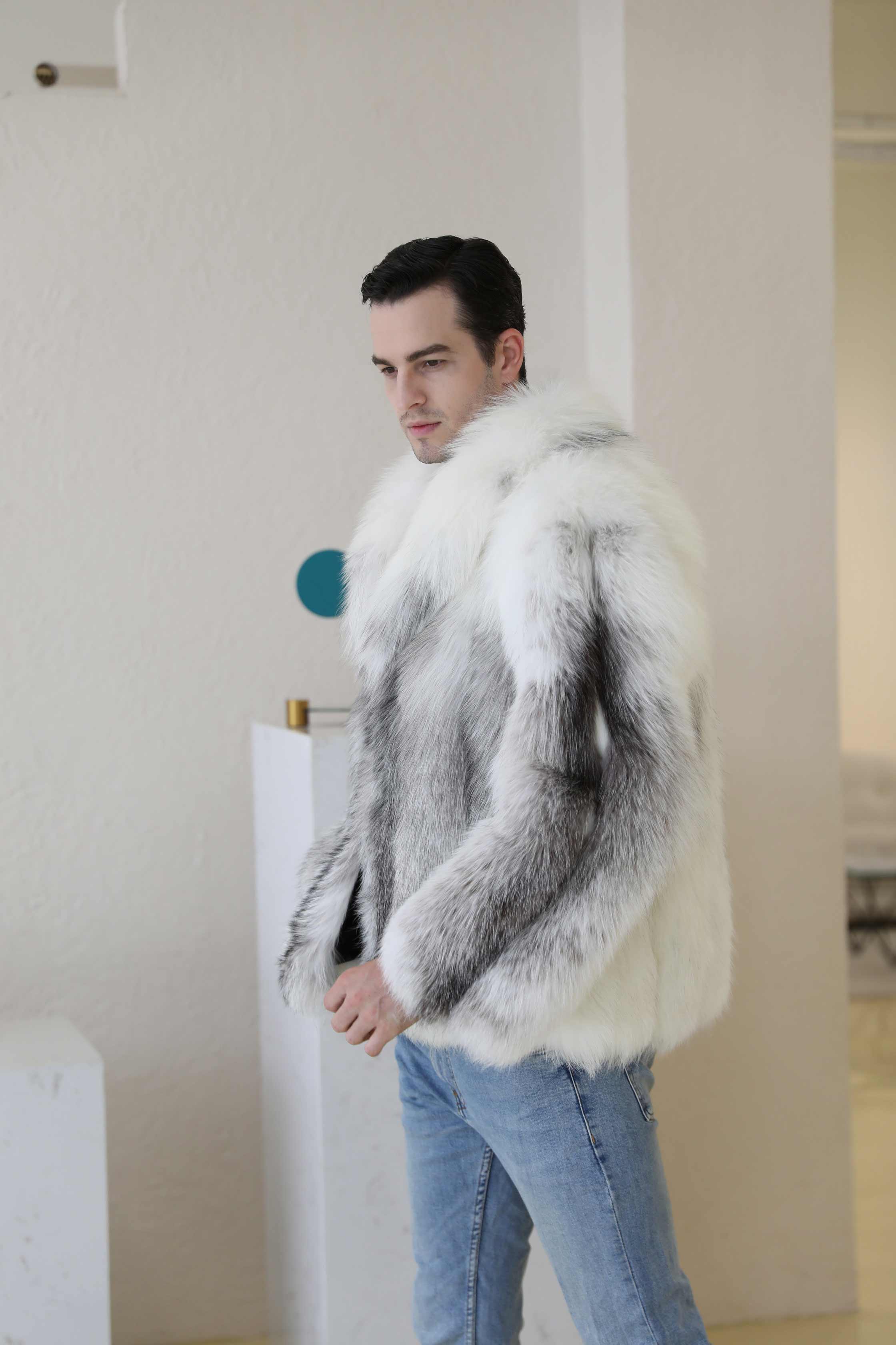 Men's Winter Fashion Regular Real Fox Fur Red Fox Coat - Janefur