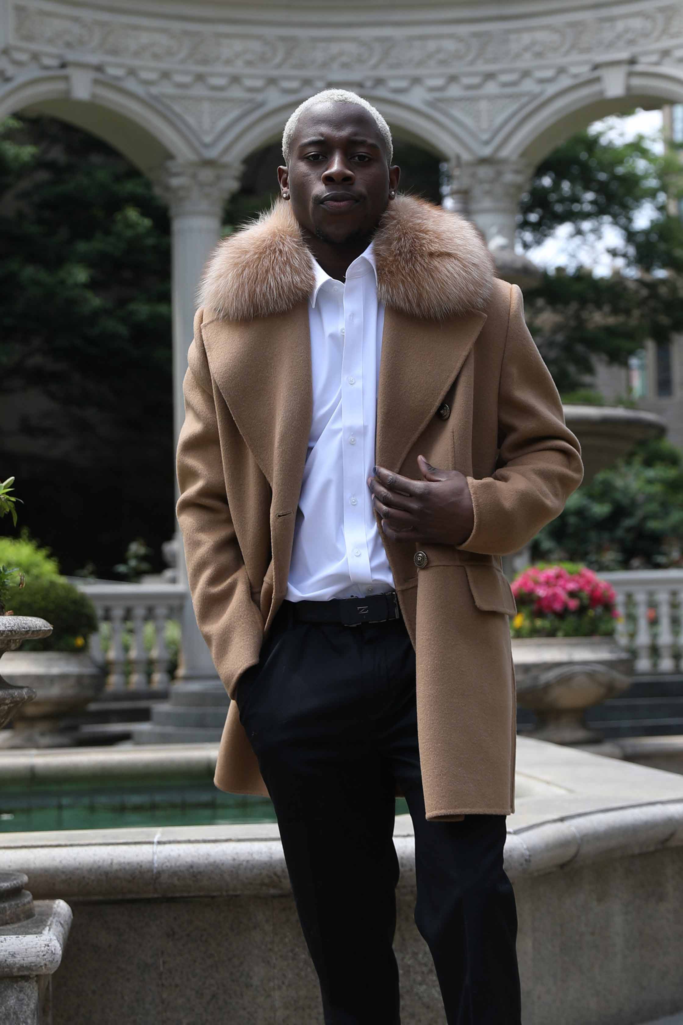 Men's Cashmere Double-breasted Coat Lapel Design - Janefur