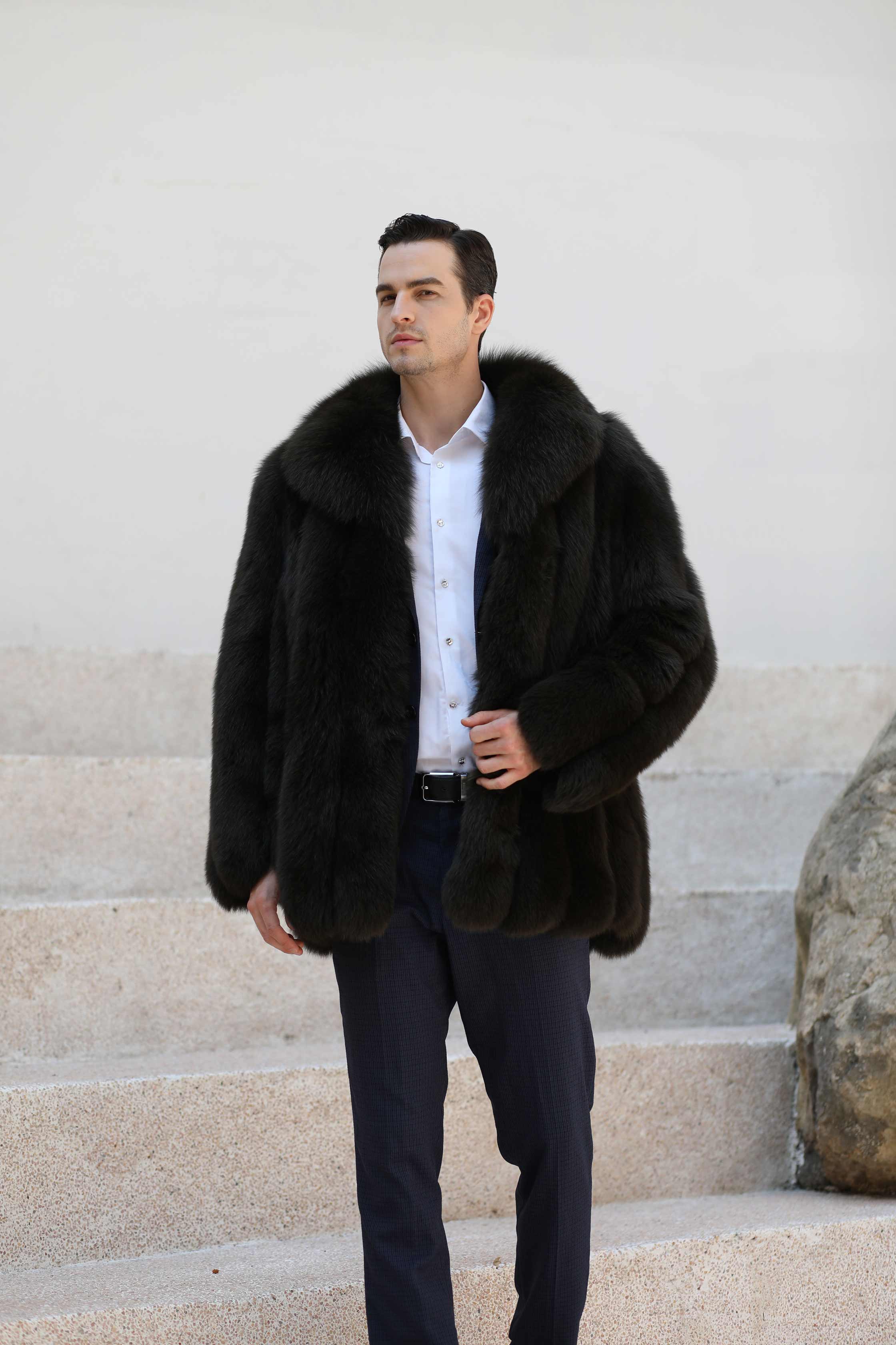 Winter And Spring Men's Luxury Fur Fox Fur Jacket - Janefur