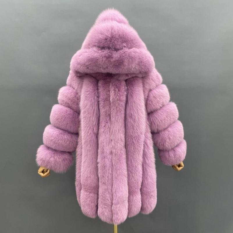 Women's Warm Real Fox Fur Hooded Coat In Winter - Janefur