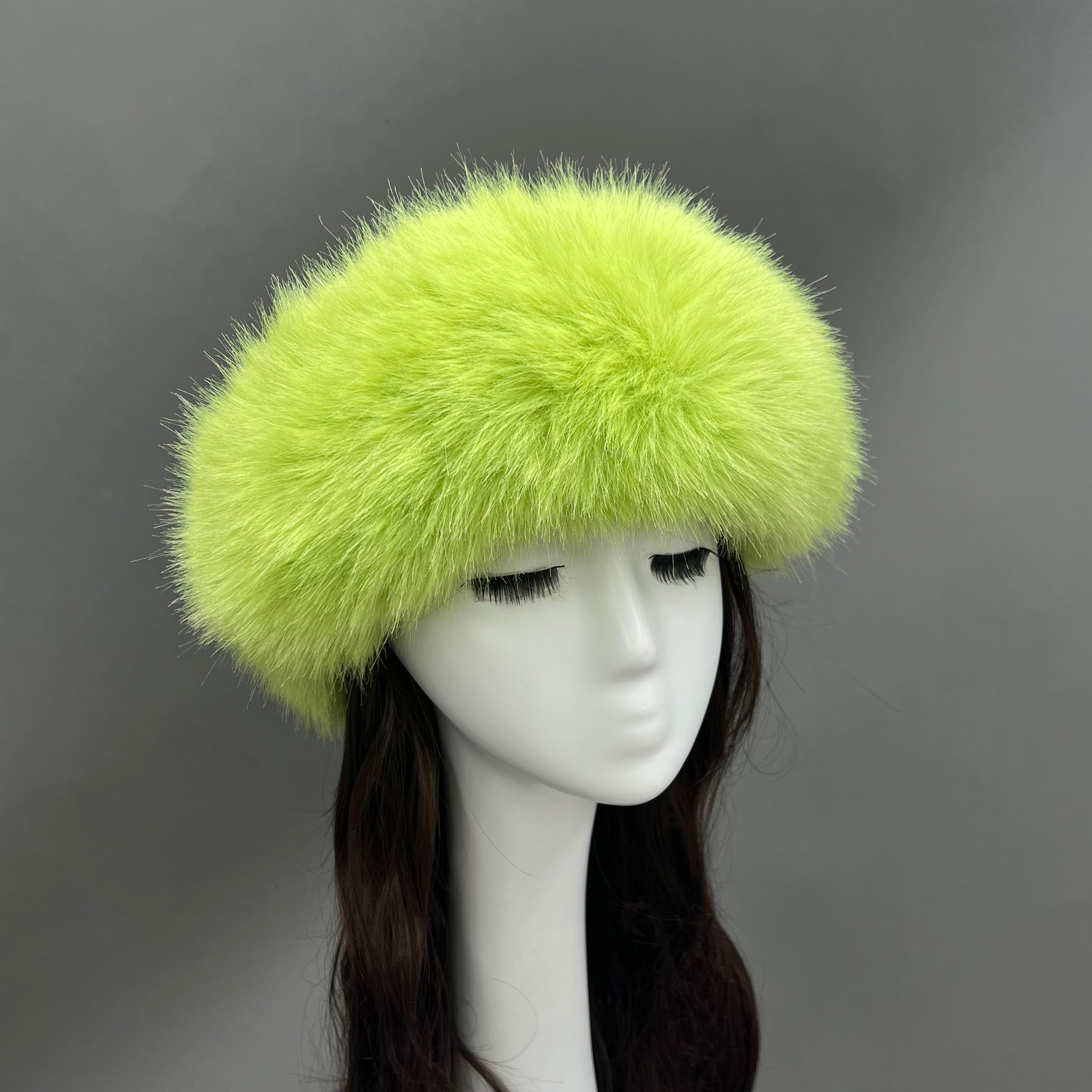 Luxury Burgundy Faux Fur Hat for Women – Warm Winter Headwear, Fashionable Pom Pom Style, Soft & Stylish False Hair Cap 15# F