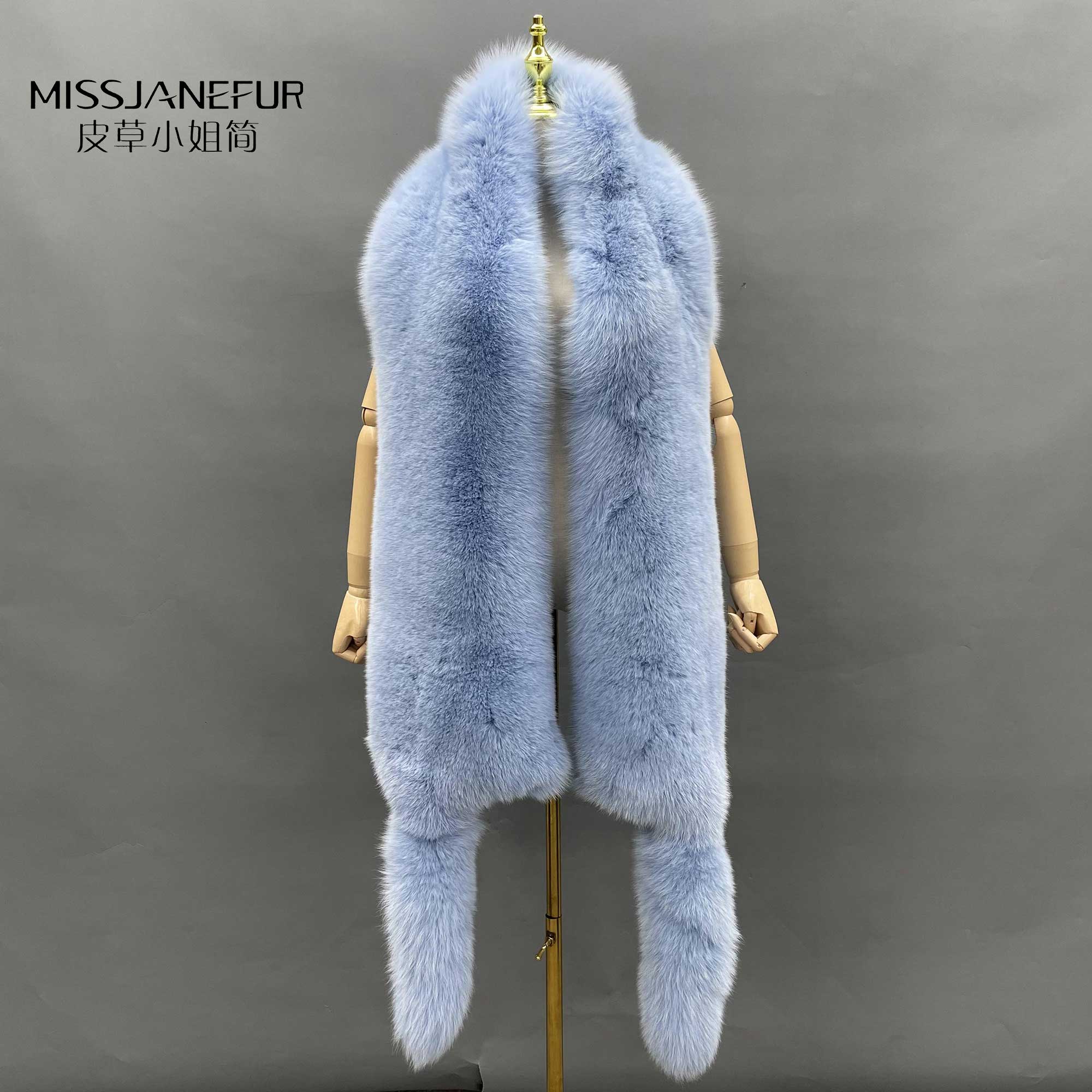 Missjanefur Fashion Symmetrical Fox Tail Fur Scarf - Janefur