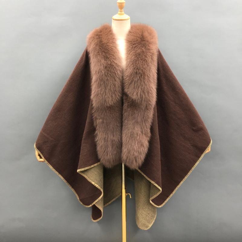 Red Fox Blue Fox Placket Fur Shawl - Janefur