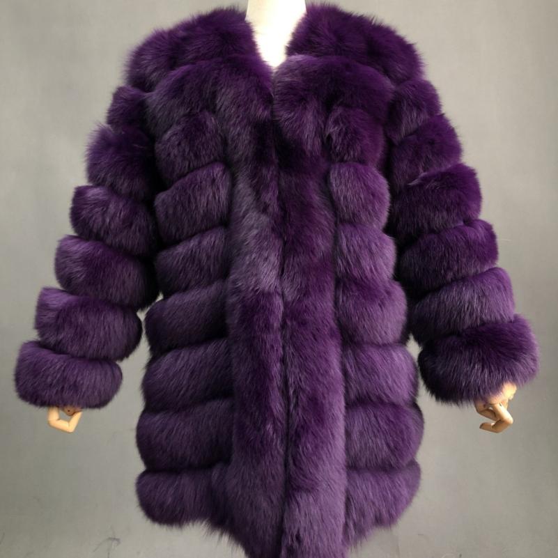 Fashion Autumn And Winter Designer Long Women's Blue Fox Fur Jacket - Janefur