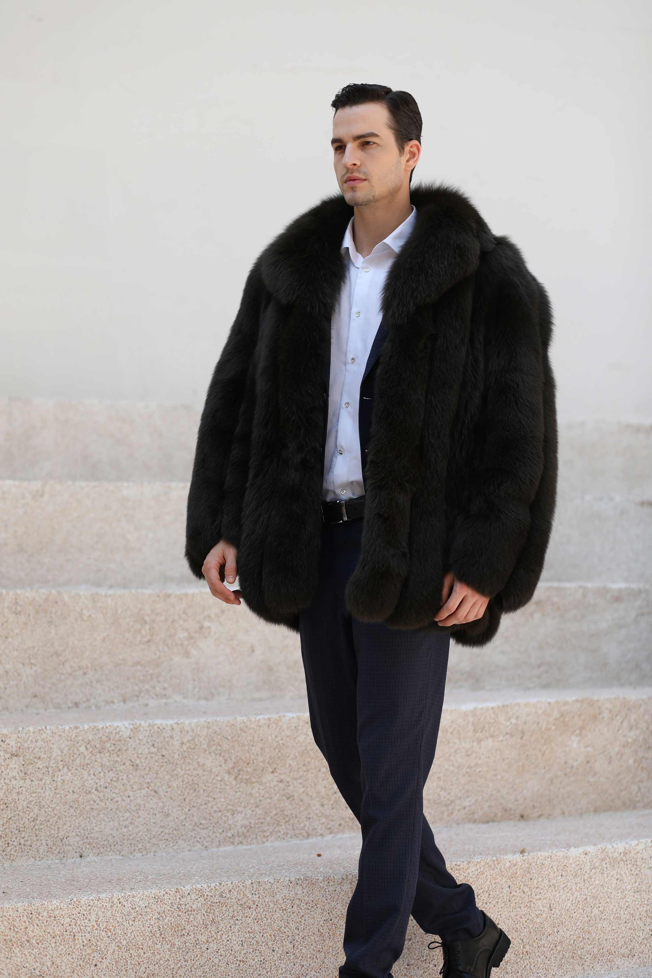 Winter And Spring Men's Luxury Fur Fox Fur Jacket - Janefur