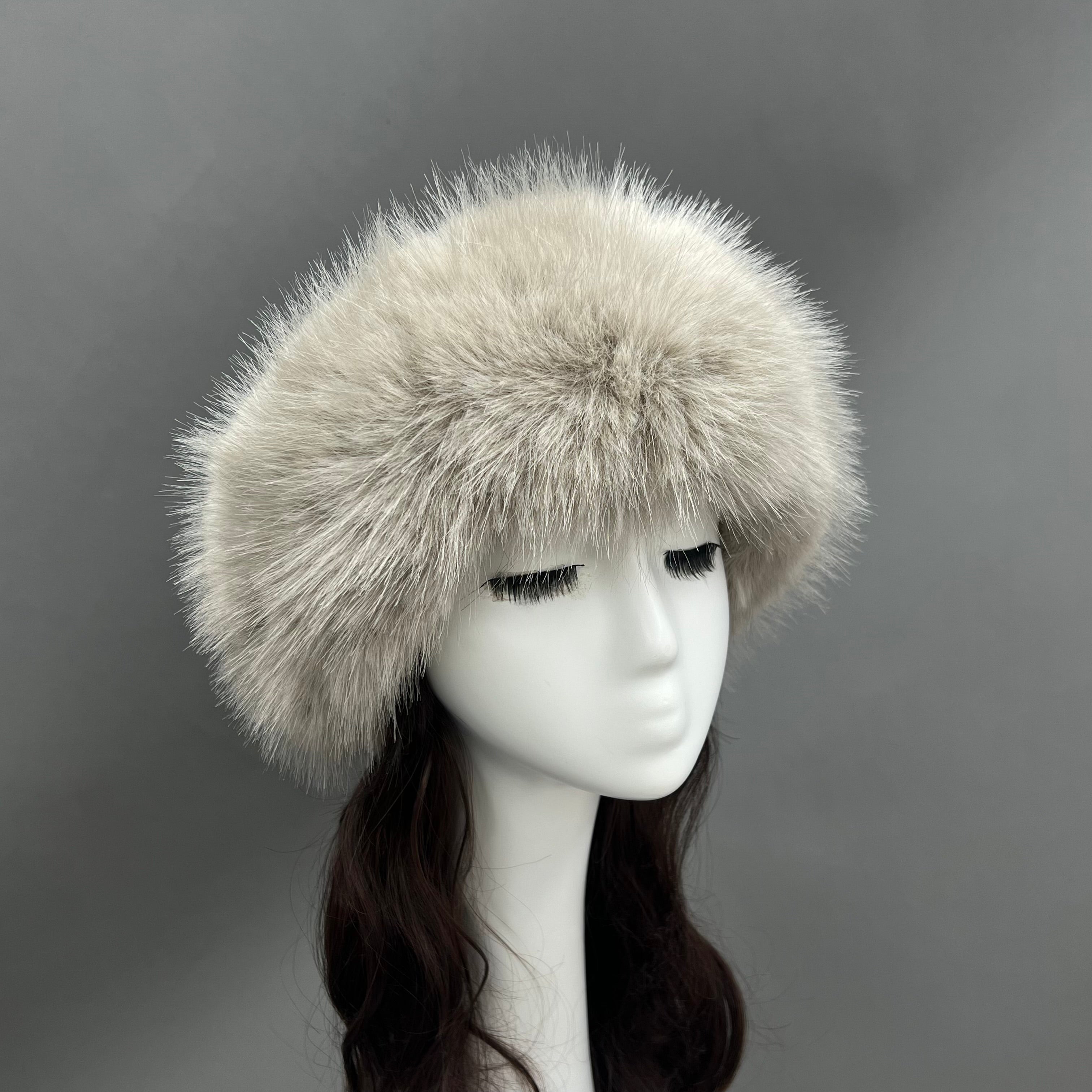 Luxury Burgundy Faux Fur Hat for Women – Warm Winter Headwear, Fashionable Pom Pom Style, Soft & Stylish False Hair Cap 18# F