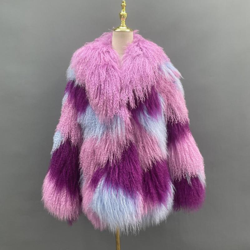 Janefur Lamb fur Collar Shearling Mid-length Coat - Janefur