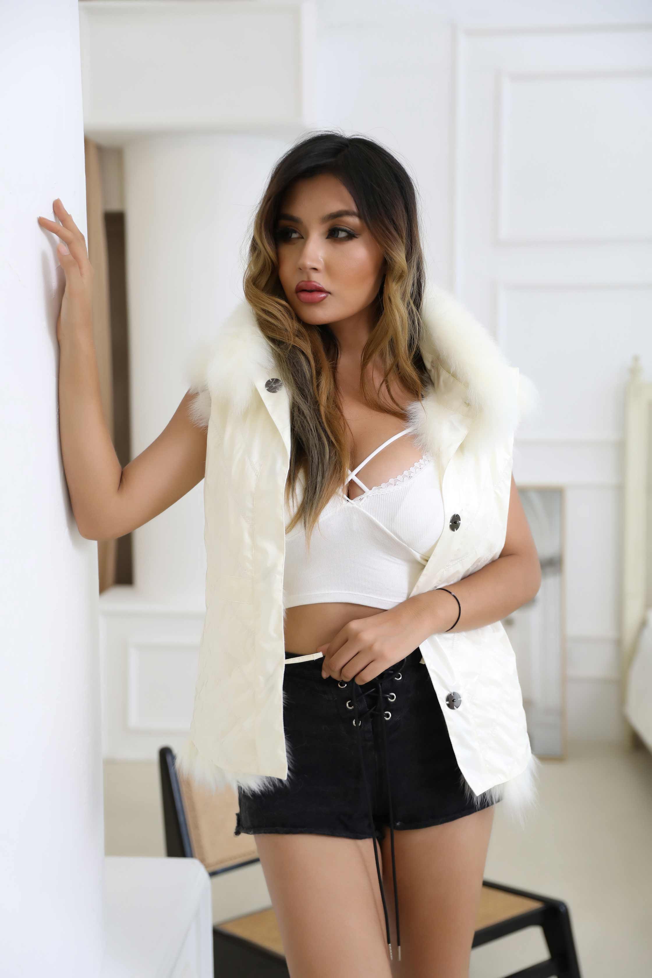 Women's Real Fox Fur Double-Sided Fashion Vest - Janefur