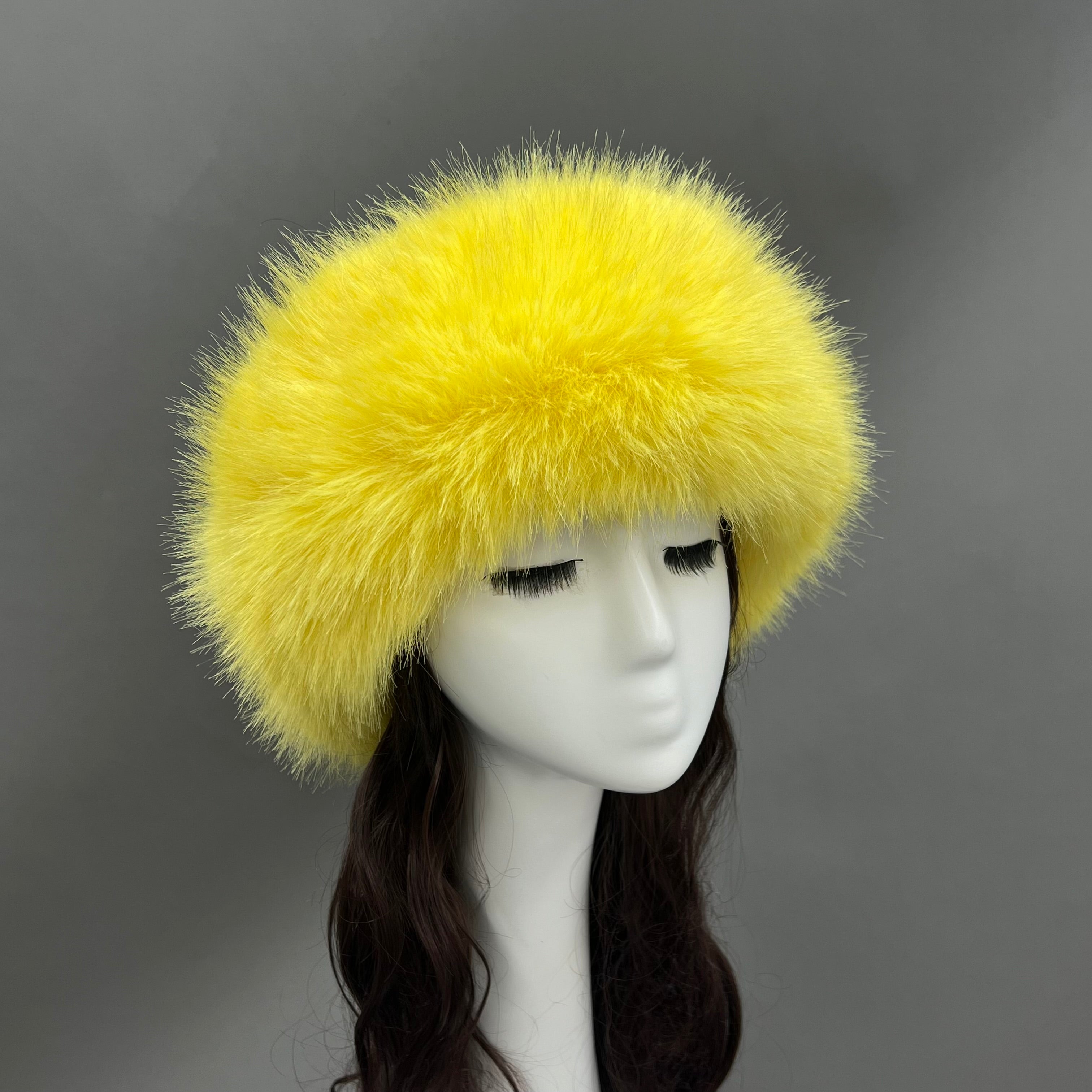 Luxury Burgundy Faux Fur Hat for Women – Warm Winter Headwear, Fashionable Pom Pom Style, Soft & Stylish False Hair Cap 19# F