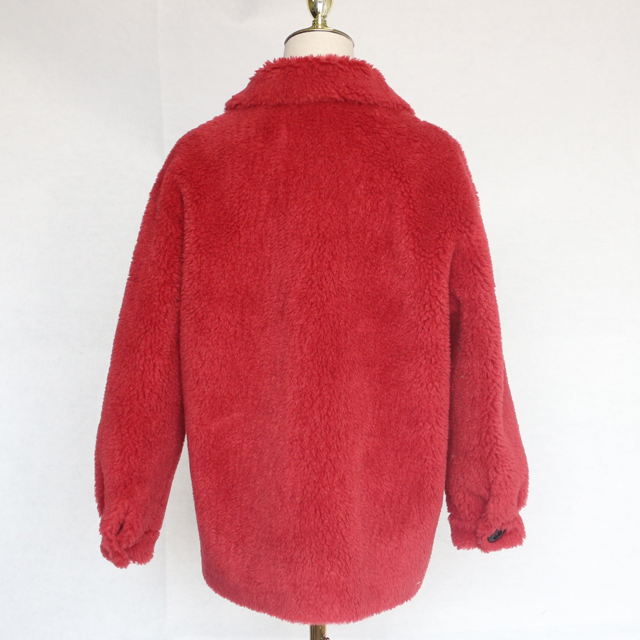 Women's Light Grey Short Sheepskin Shearling Jacket, Casual Stand Collar Button-Front Winter Outerwear