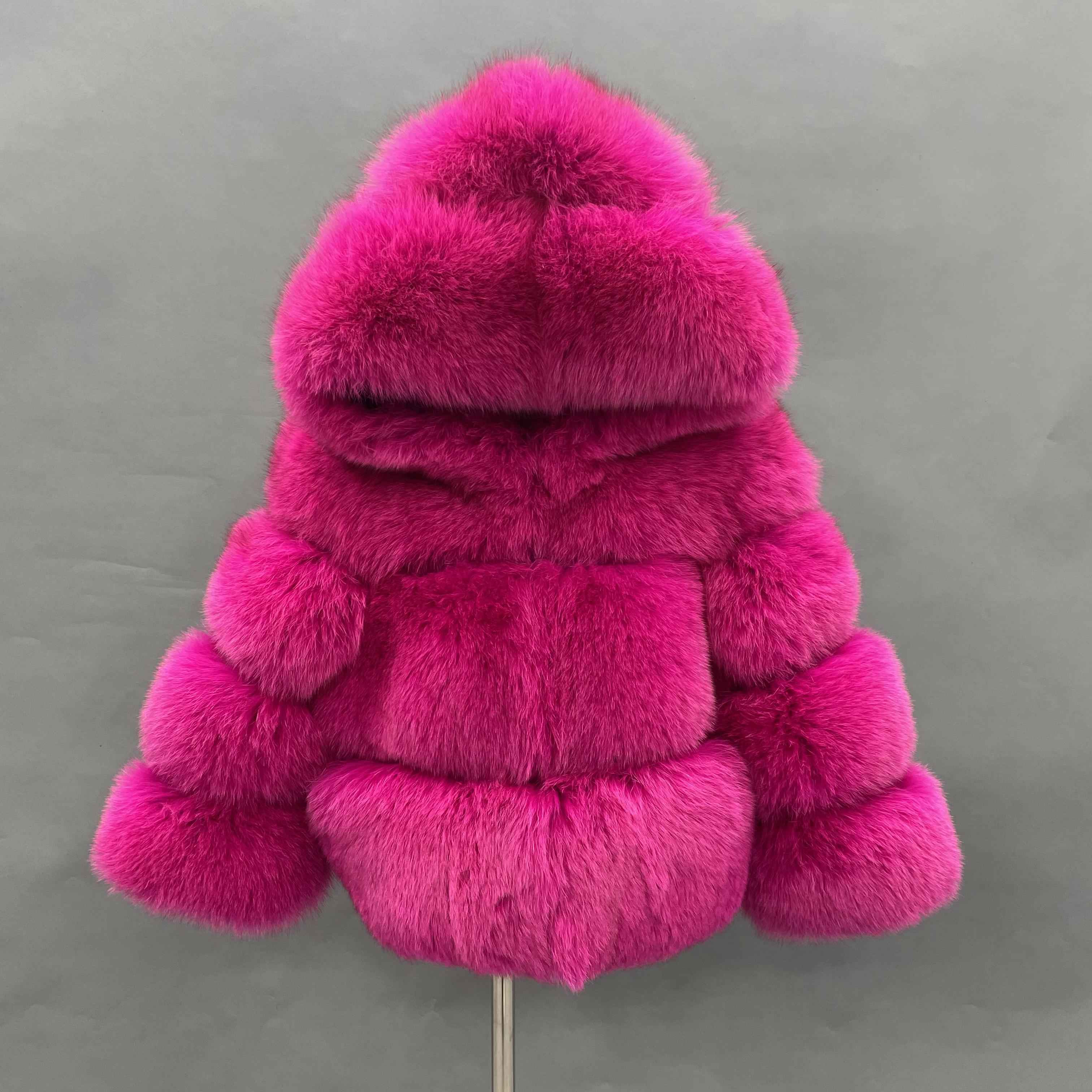 Children's fox fur coat kid's hooded winter coat