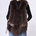 Fashion Women's Short Style Big Pocket Fox Fur Vest - Janefur