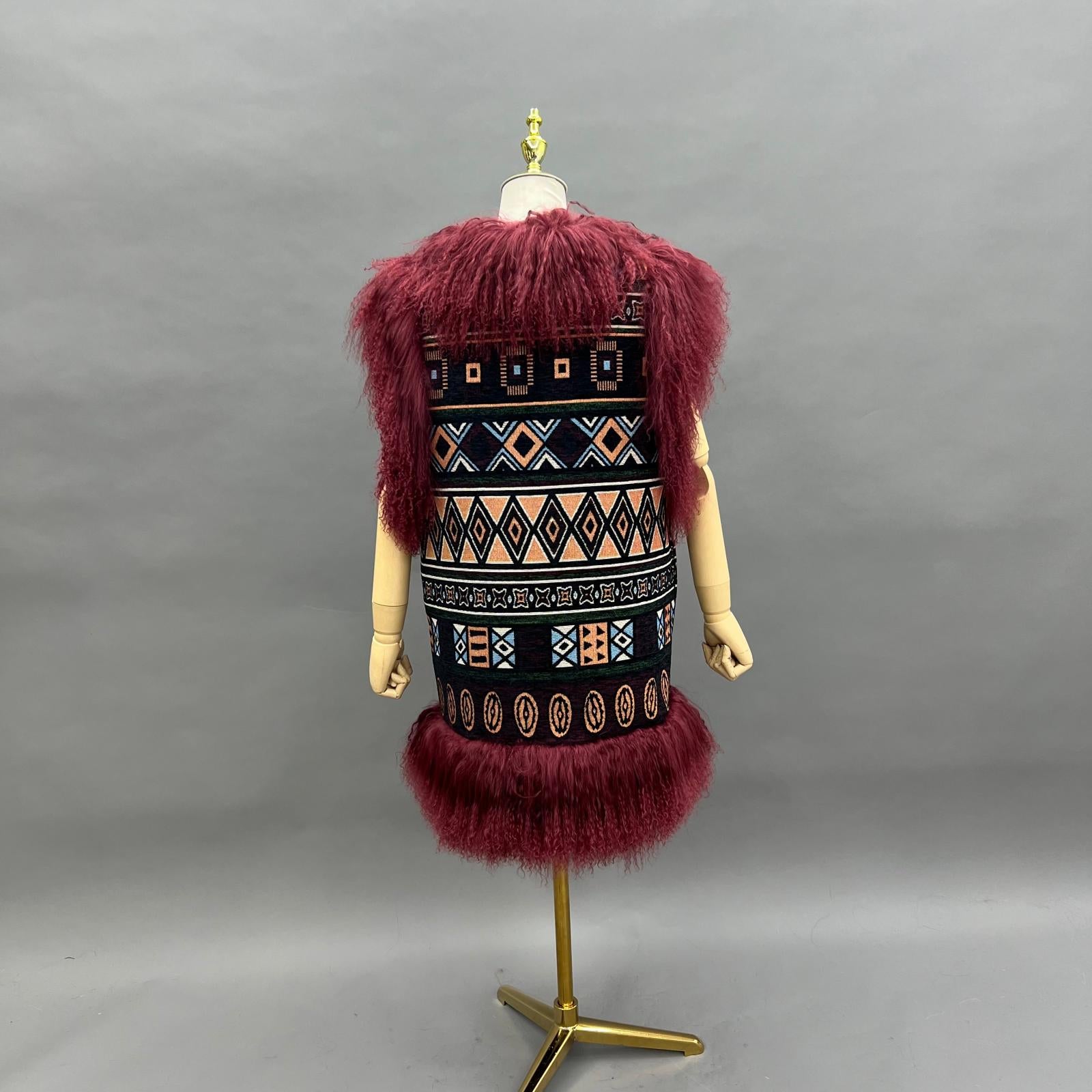 Women's Stylish Reversible Mongolian Lamb Fur Vest Long Vest Outerwear - Janefur