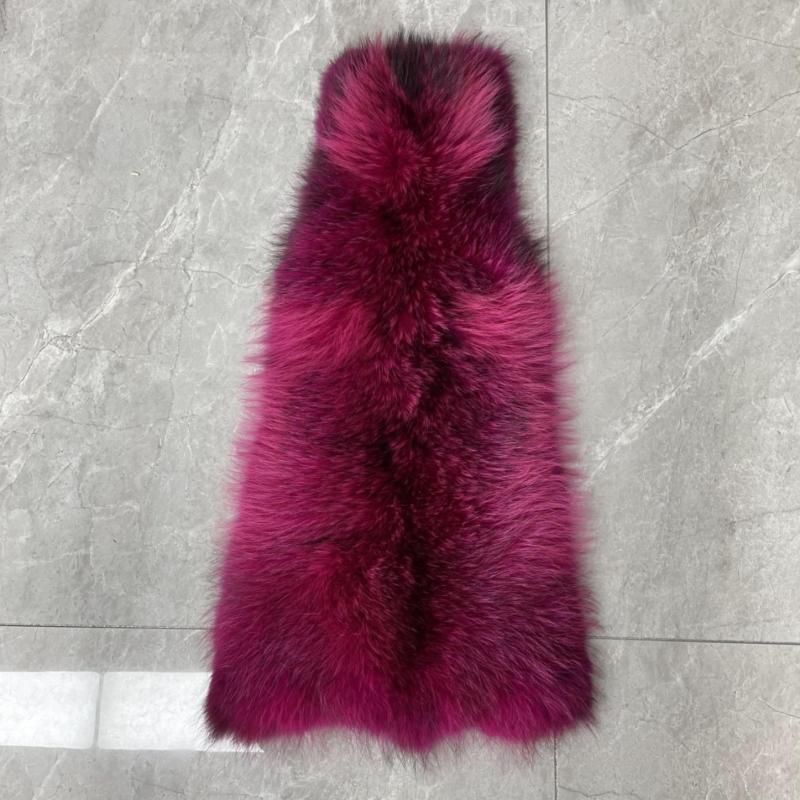 Women's Winter Long Real Raccoon Fur Coat Sleeveless Vest - Janefur