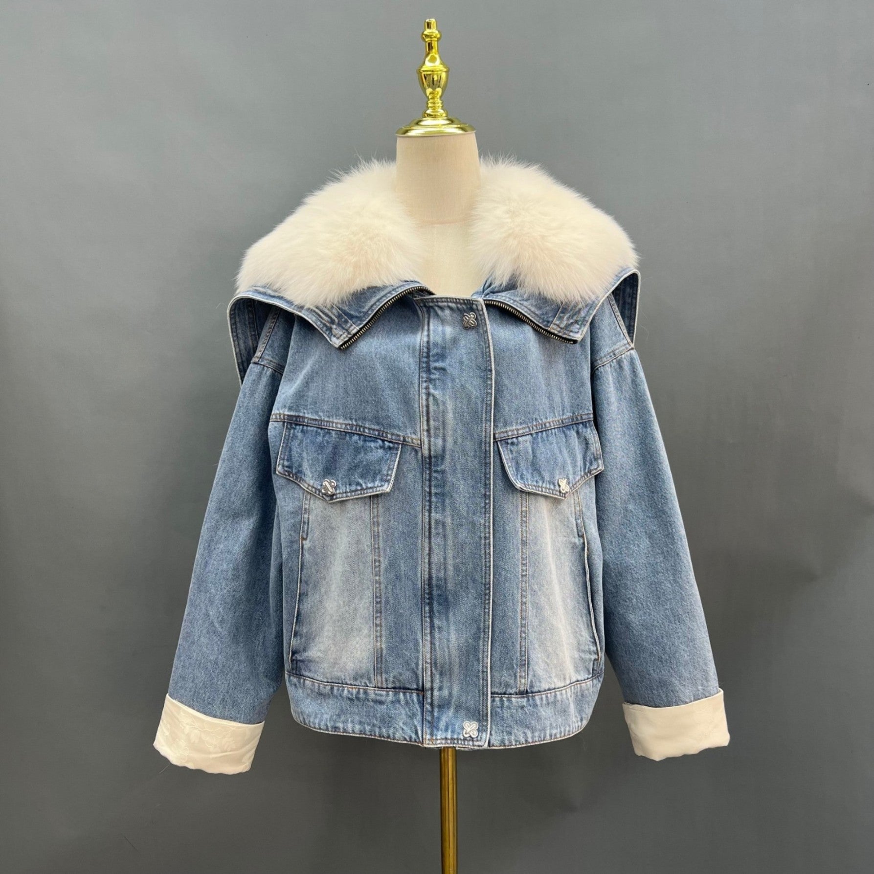 Women's Winter Archangel Denim Down Inner Warm Jacket - Janefur