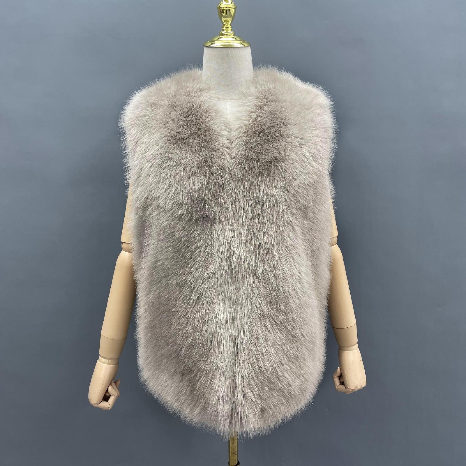 Women's Short Slim-fit Versatile Faux Fur Vest Whole Eco Fur Vest - Janefur
