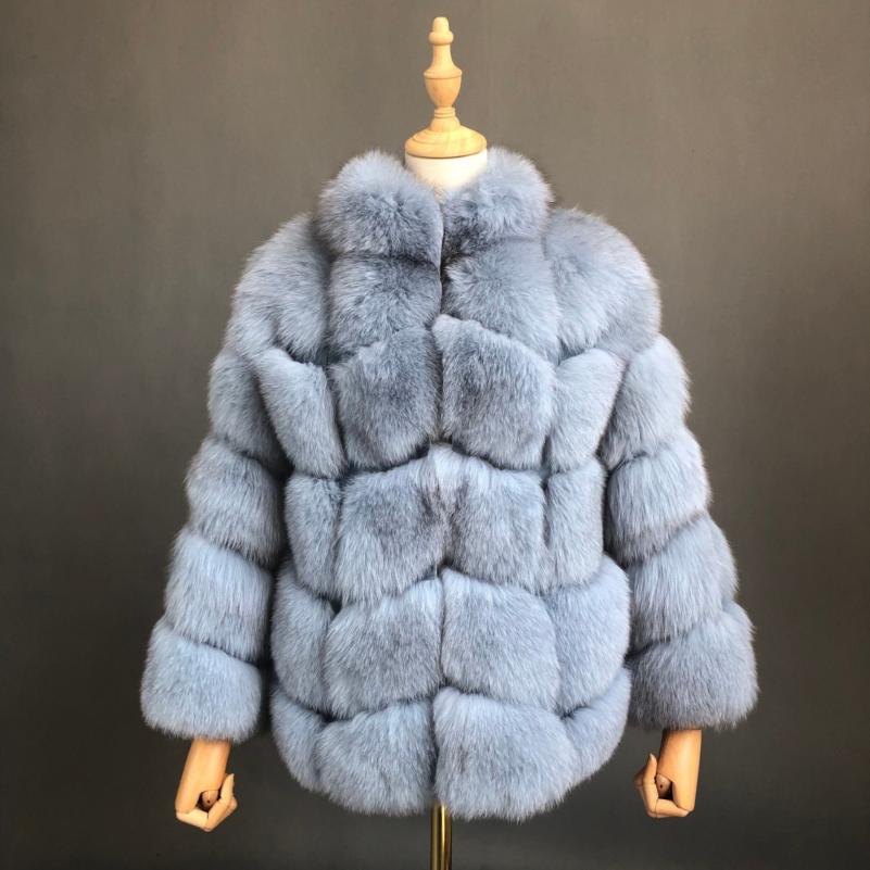Winter Luxury Blue Fox Coat Real Fox Fur Women's Fashion Jacket - Janefur