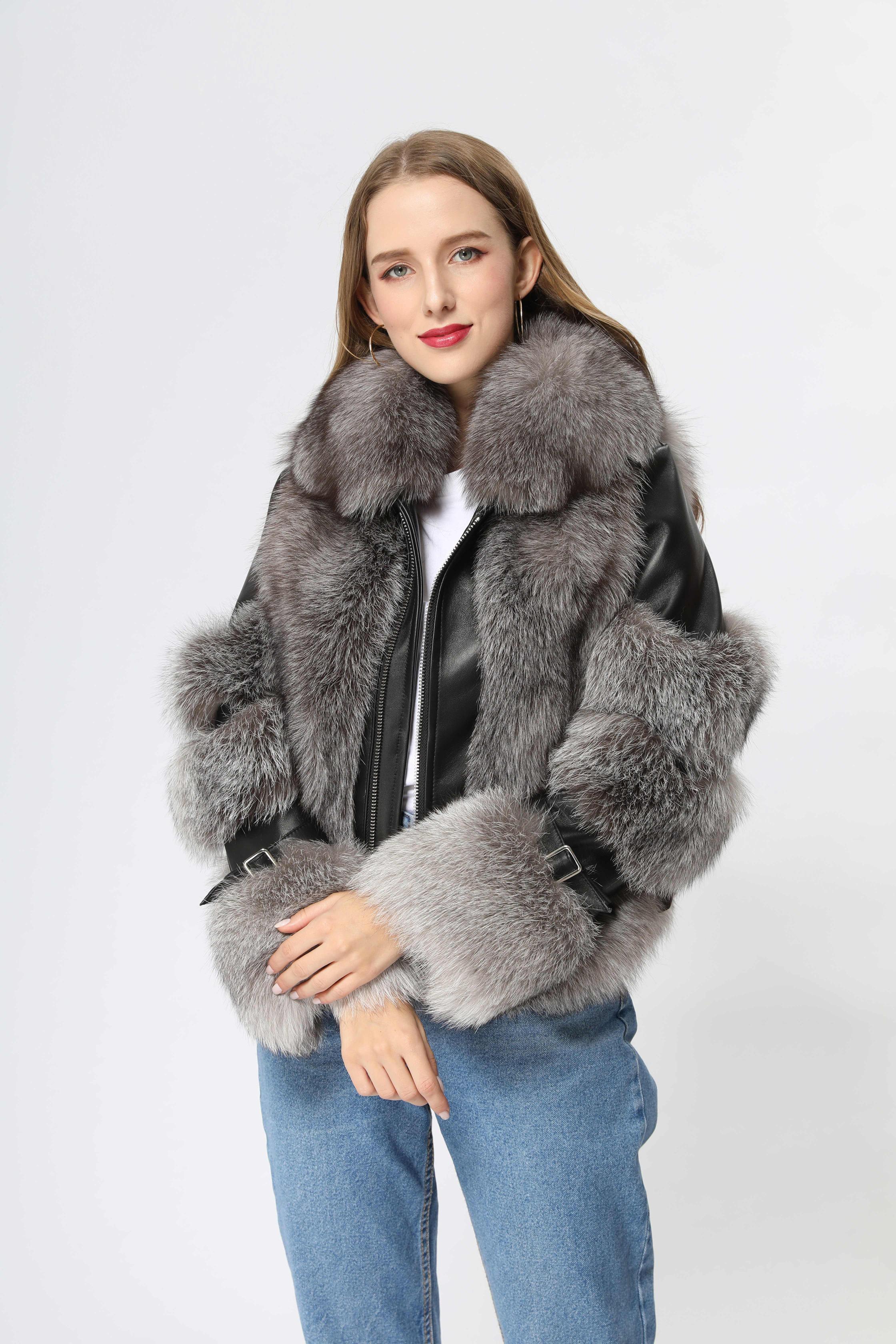 Winter Thick Warm Real Fox Fur Coat Female - Janefur