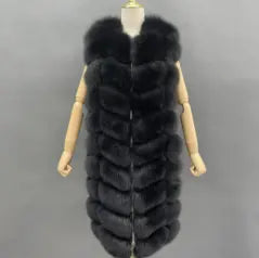 High Quality Warm Sleeveless Long Women's Real Fox Fur Luxury Vest - Janefur