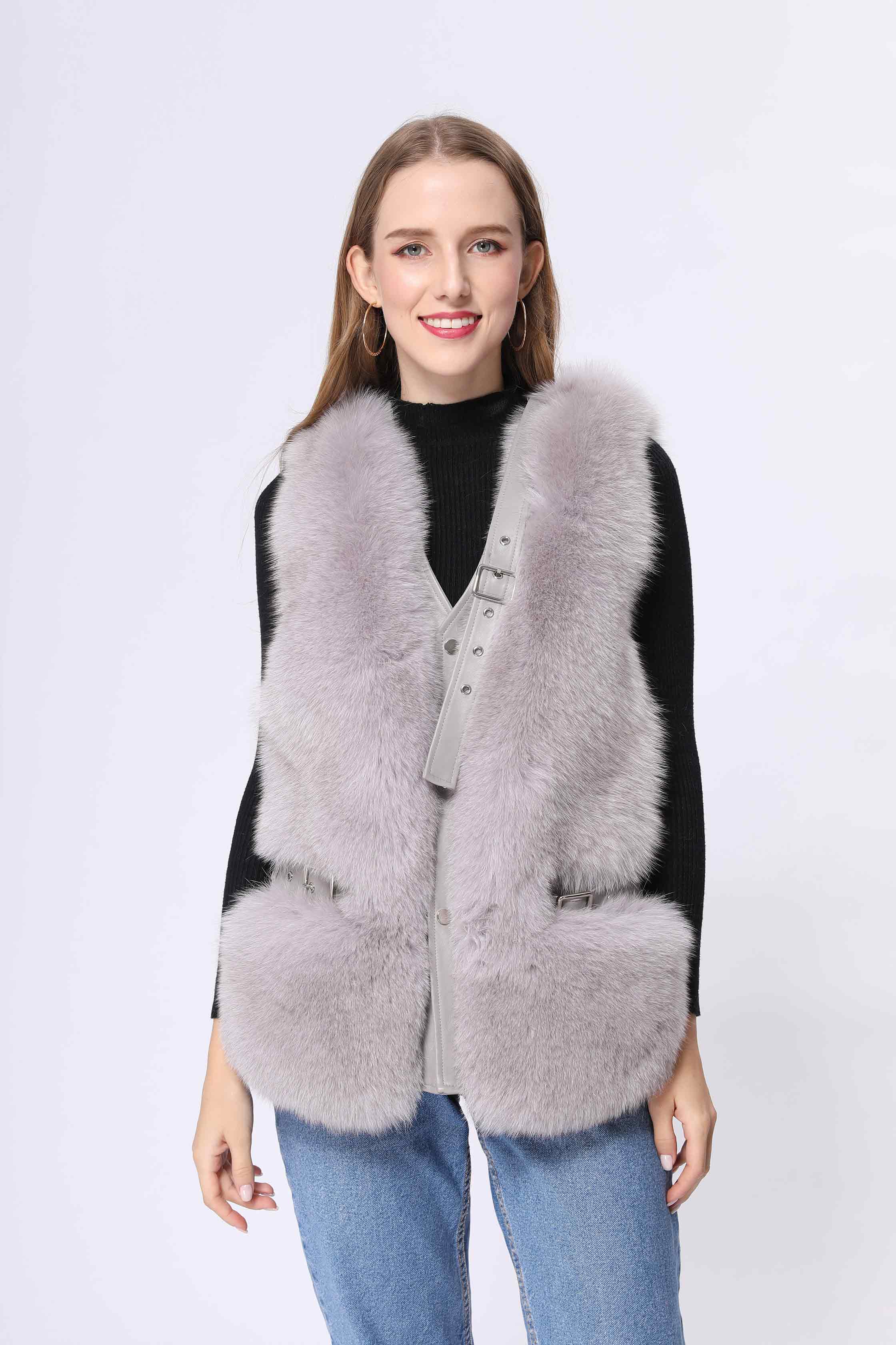 Fox Fur Sleeveless Vest For Autumn And Winter - Janefur