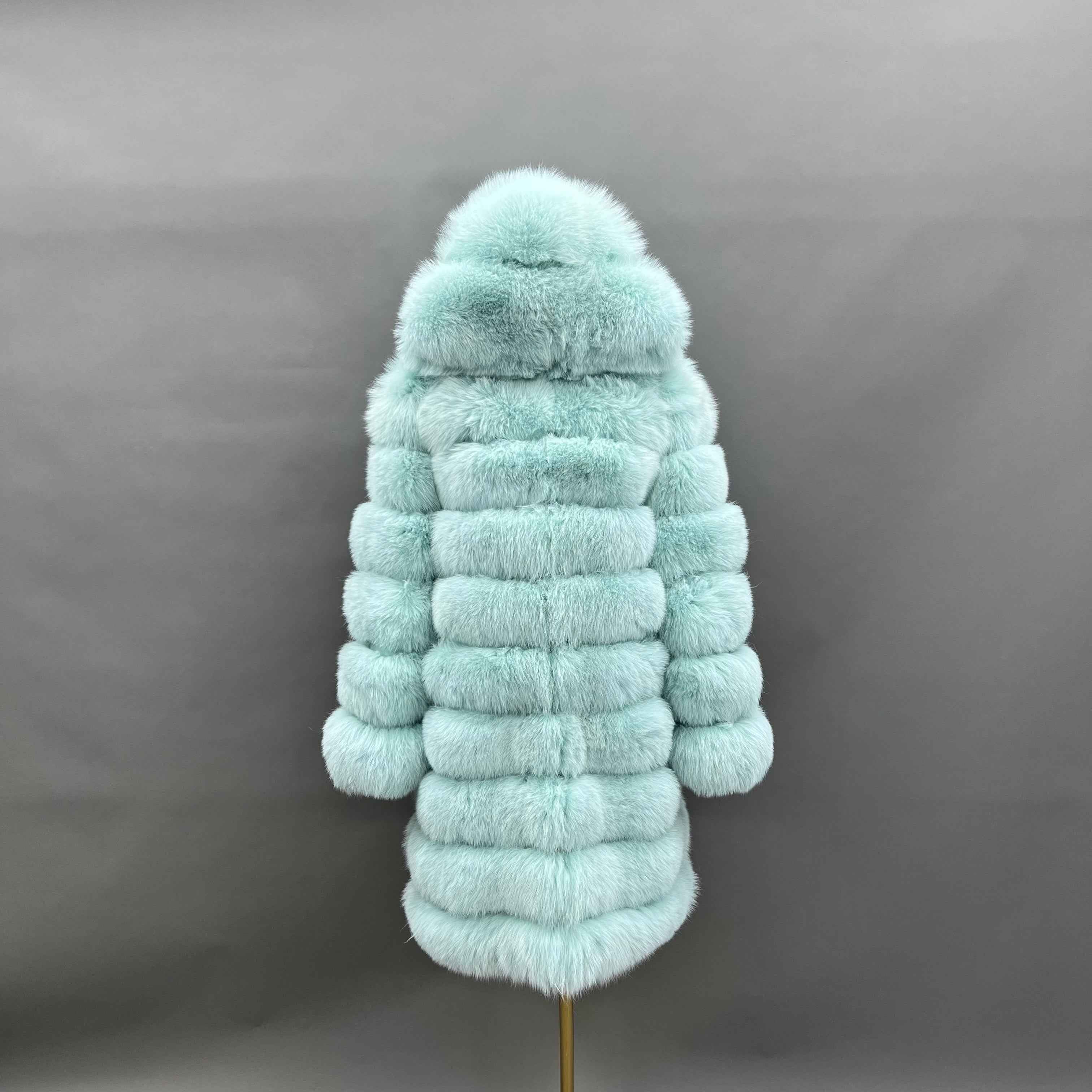 Hot Selling Women's 100cm Long Ten Section Hooded Genuine Fox Fur Coat Wholesale