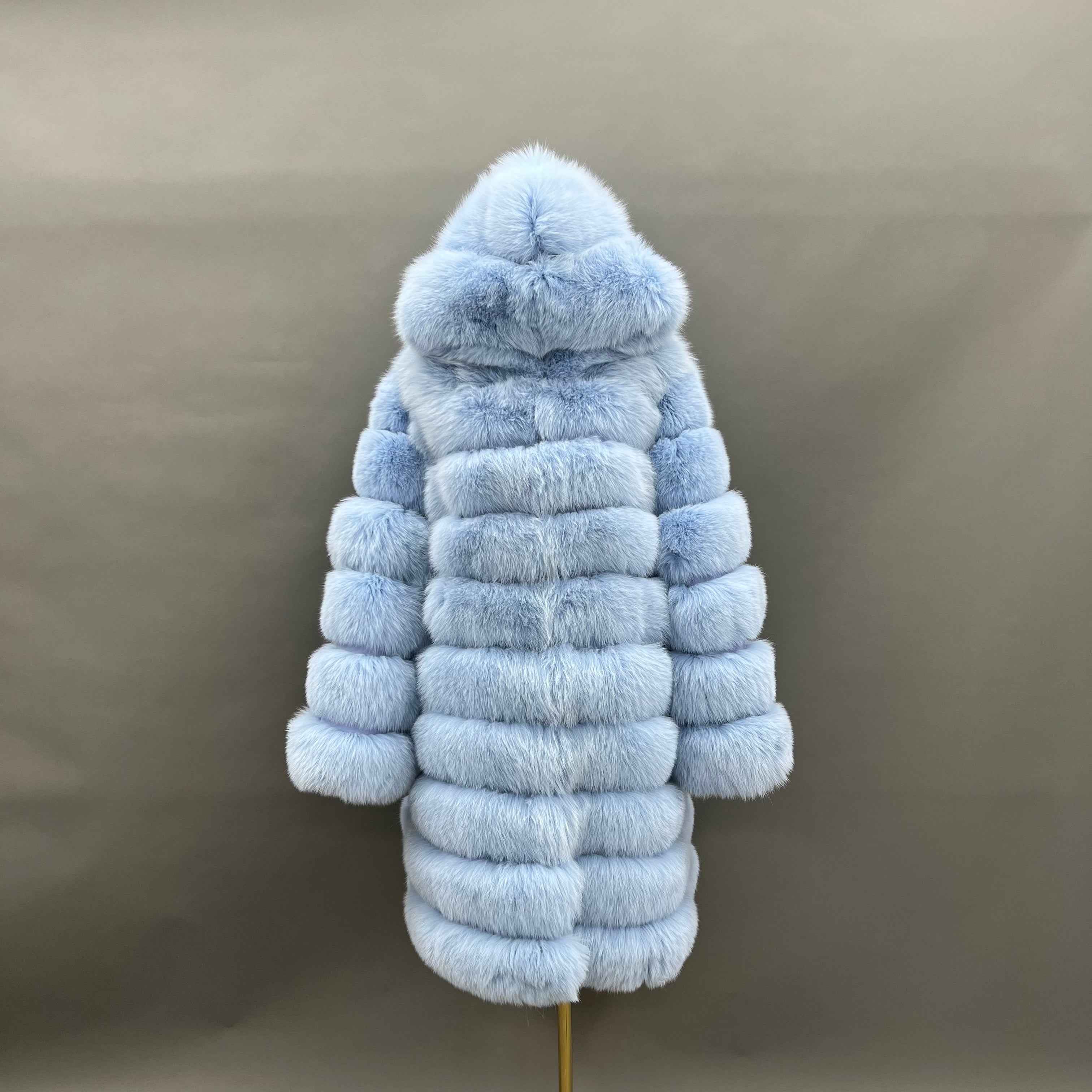 Hot Selling Women's 100cm Long Ten Section Hooded Genuine Fox Fur Coat Wholesale