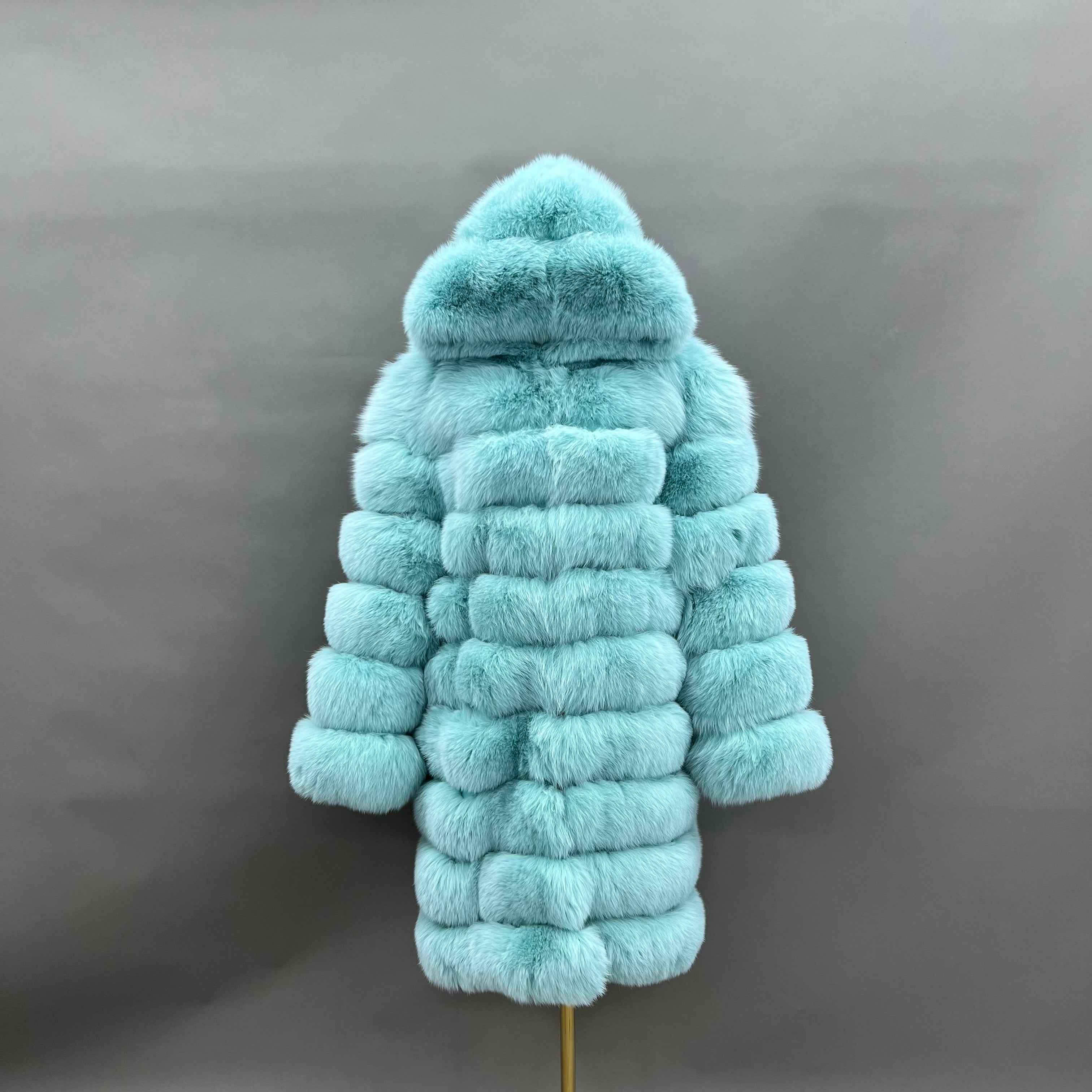 Hot Selling Women's 100cm Long Ten Section Hooded Genuine Fox Fur Coat Wholesale