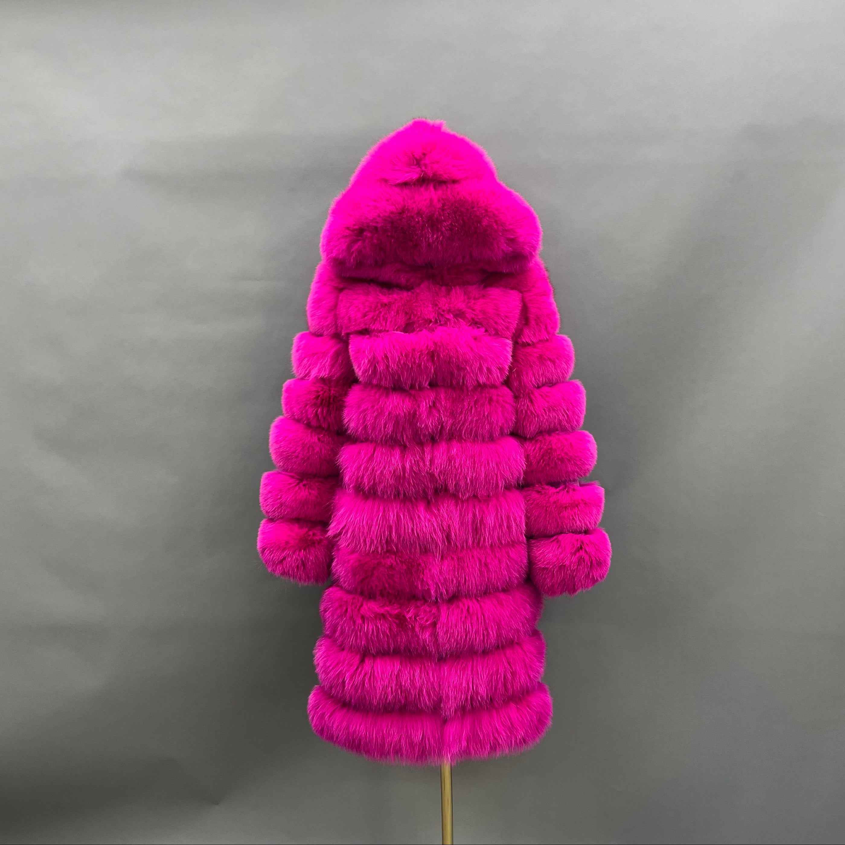 Hot Selling Women's 100cm Long Ten Section Hooded Genuine Fox Fur Coat Wholesale
