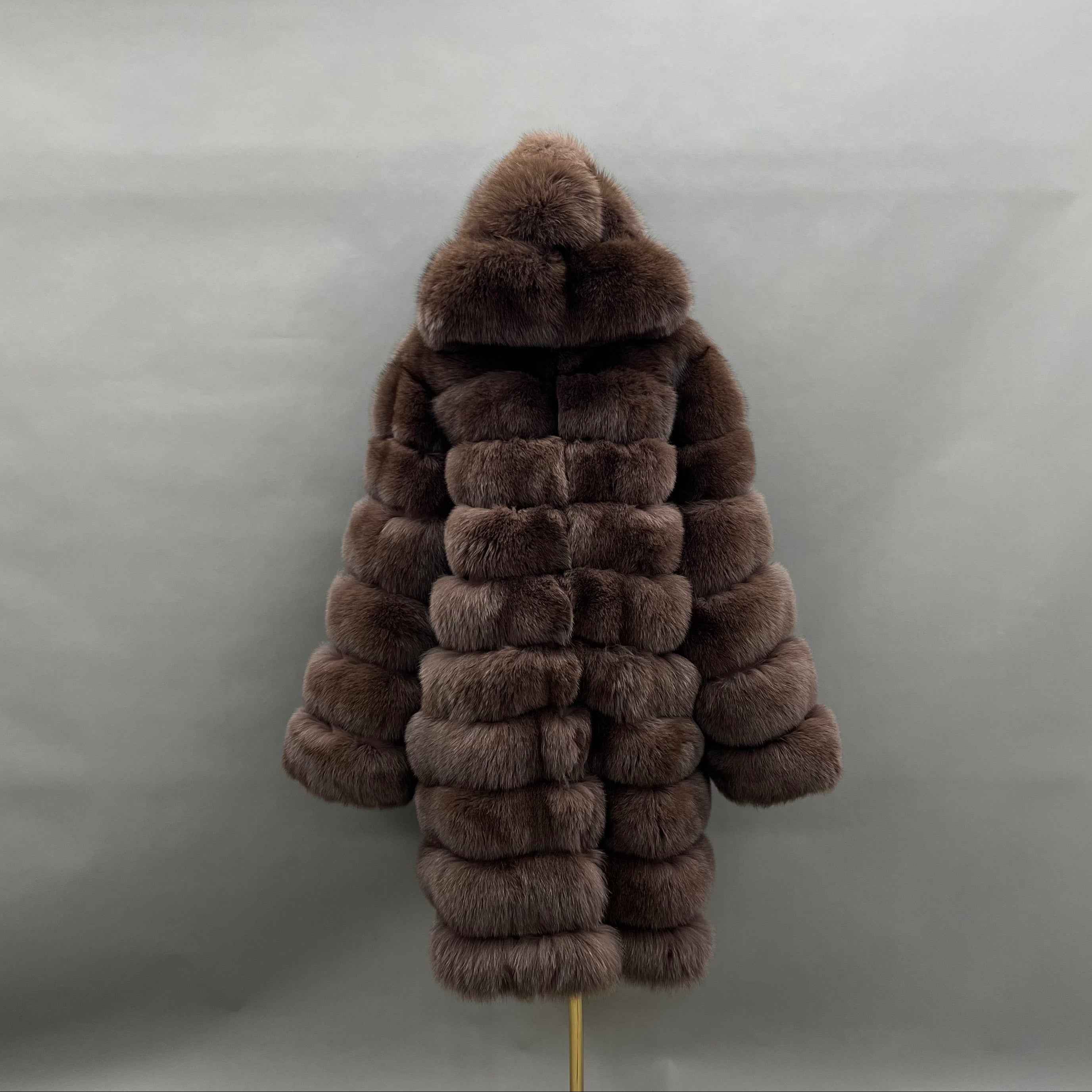 Hot Selling Women's 100cm Long Ten Section Hooded Genuine Fox Fur Coat Wholesale
